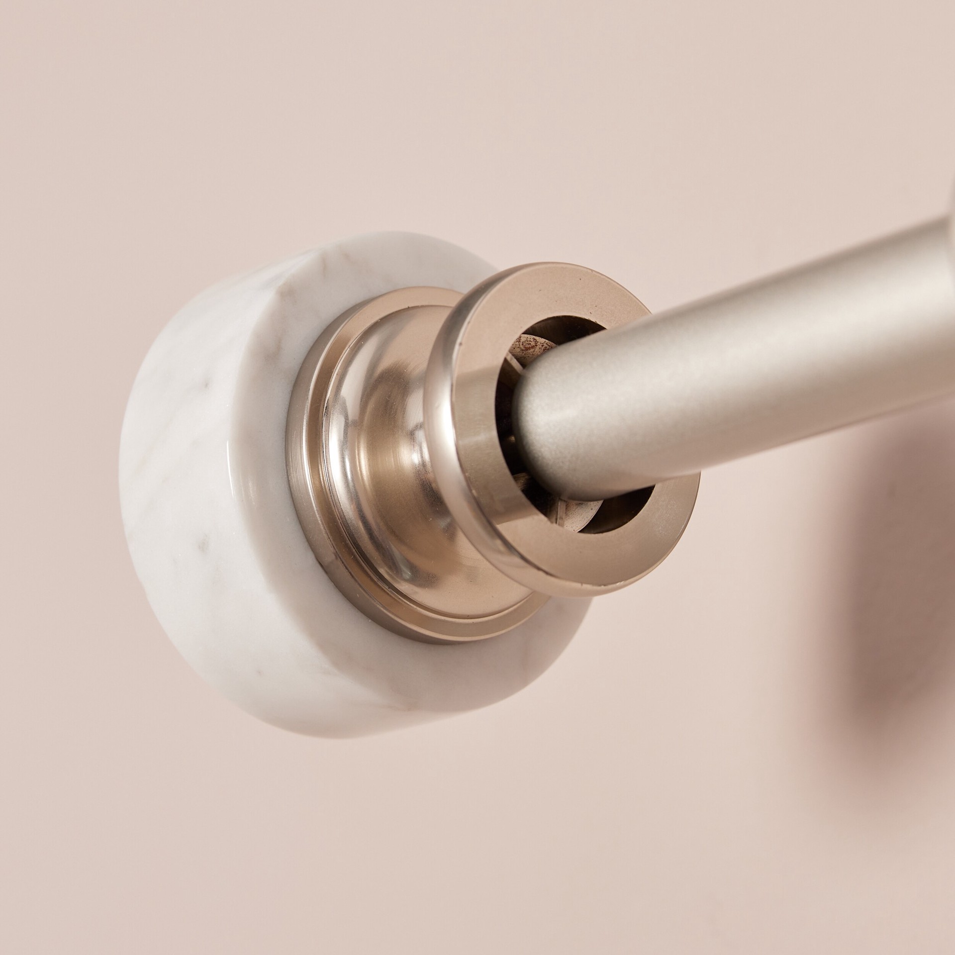 slide 2 of 6, allen + roth 2 -Pack Brushed Nickel White Marble Curtain Rod Finials, 1 ct