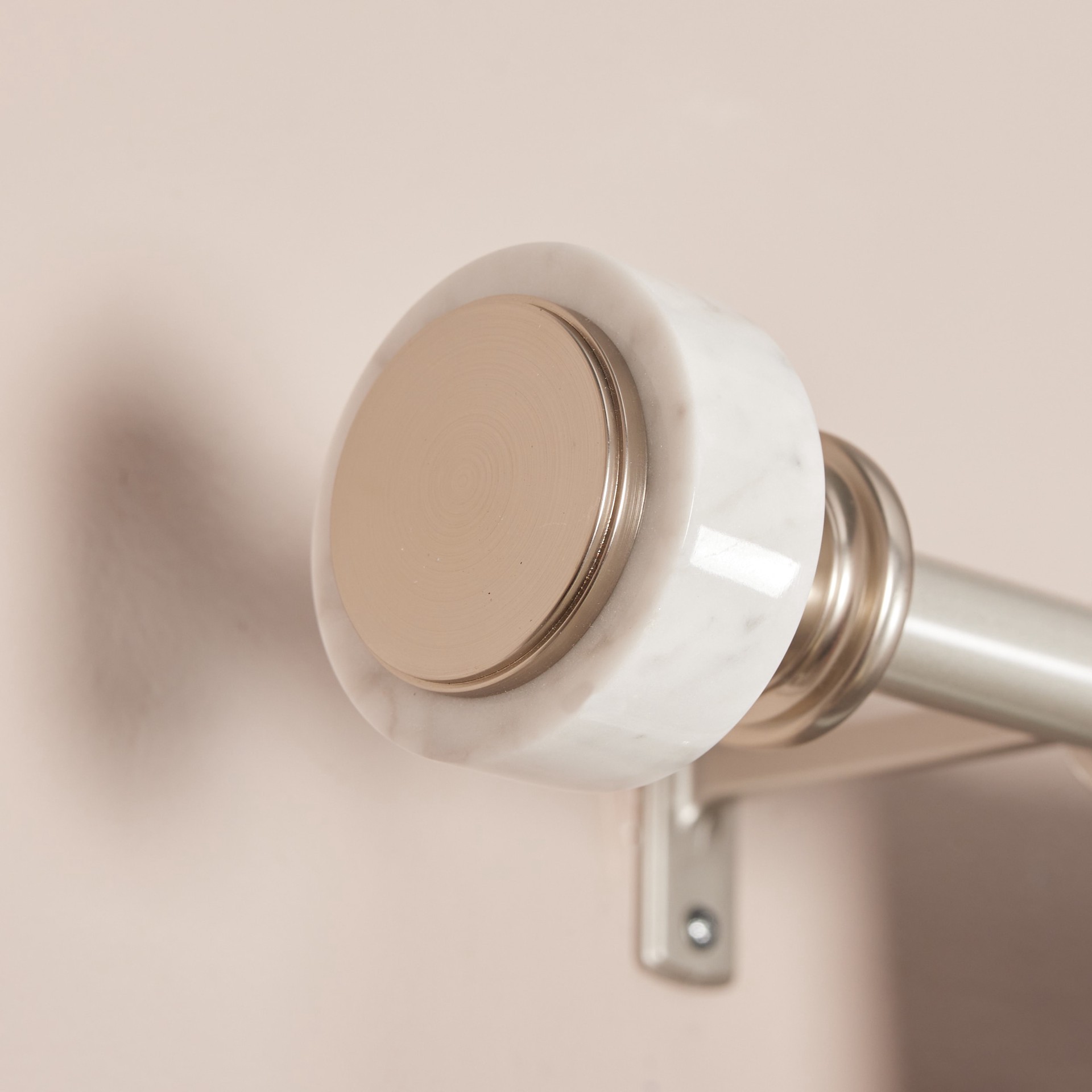 slide 3 of 6, allen + roth 2 -Pack Brushed Nickel White Marble Curtain Rod Finials, 1 ct