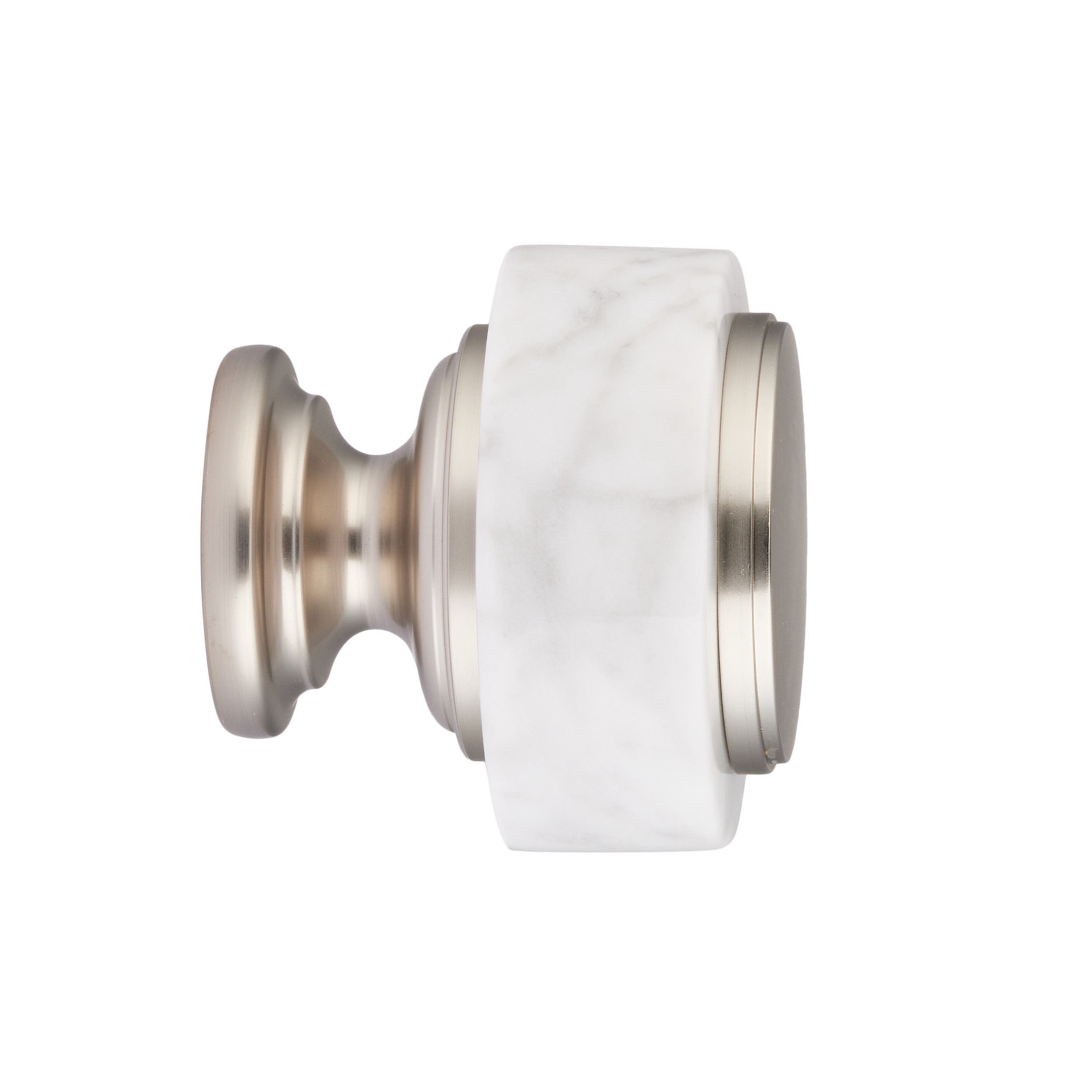 slide 6 of 6, allen + roth 2 -Pack Brushed Nickel White Marble Curtain Rod Finials, 1 ct