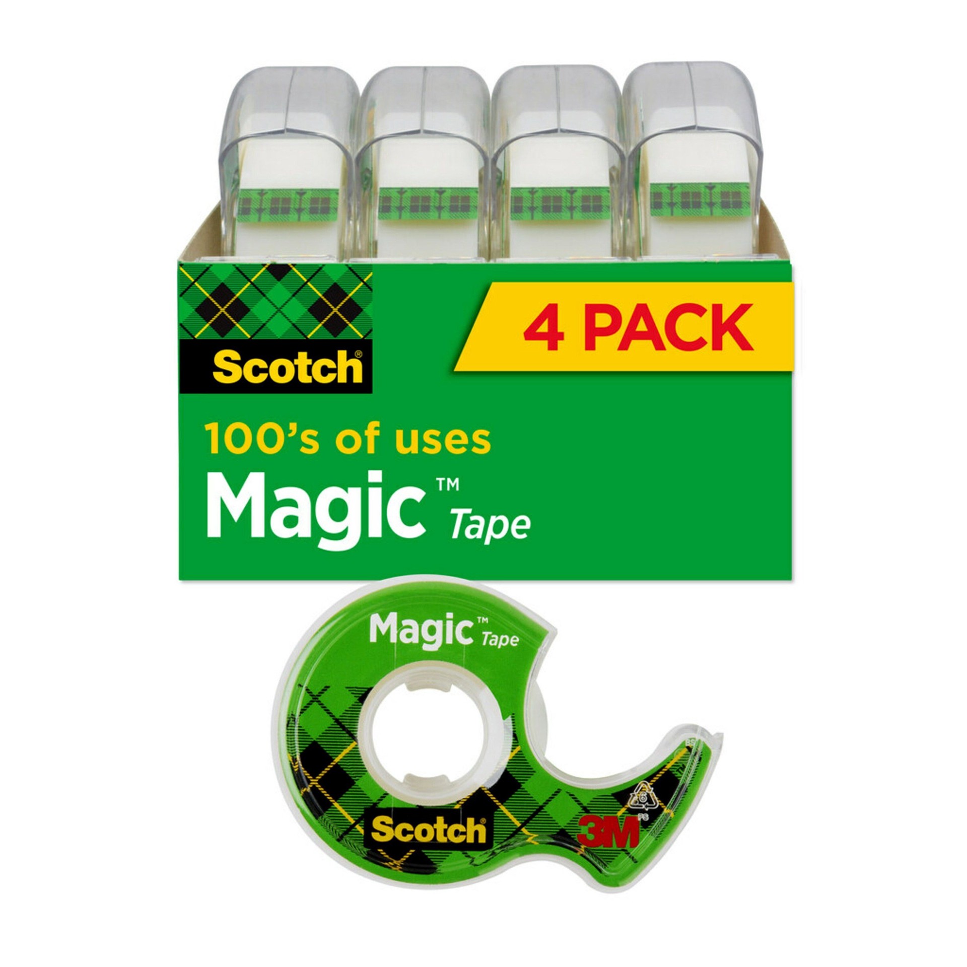 slide 1 of 6, 3M Scotch Magic Tape 4 -Pack 25-ft x 0.75-in Multipurpose Tape, 1 ct