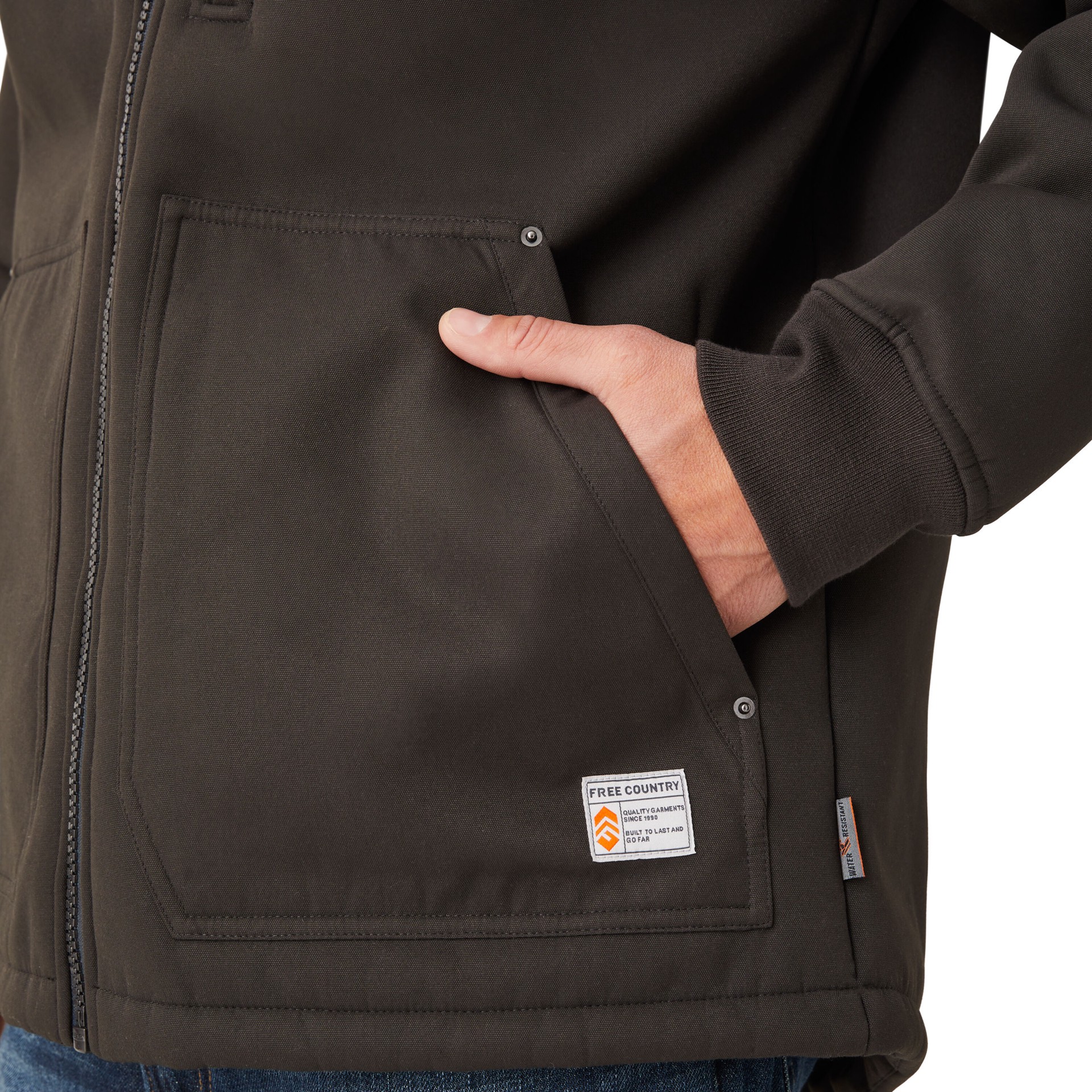 slide 4 of 6, Free Country Wind River Burly Men's Fudge Canvas Hooded Softshell jacket ( Large ), 1 ct