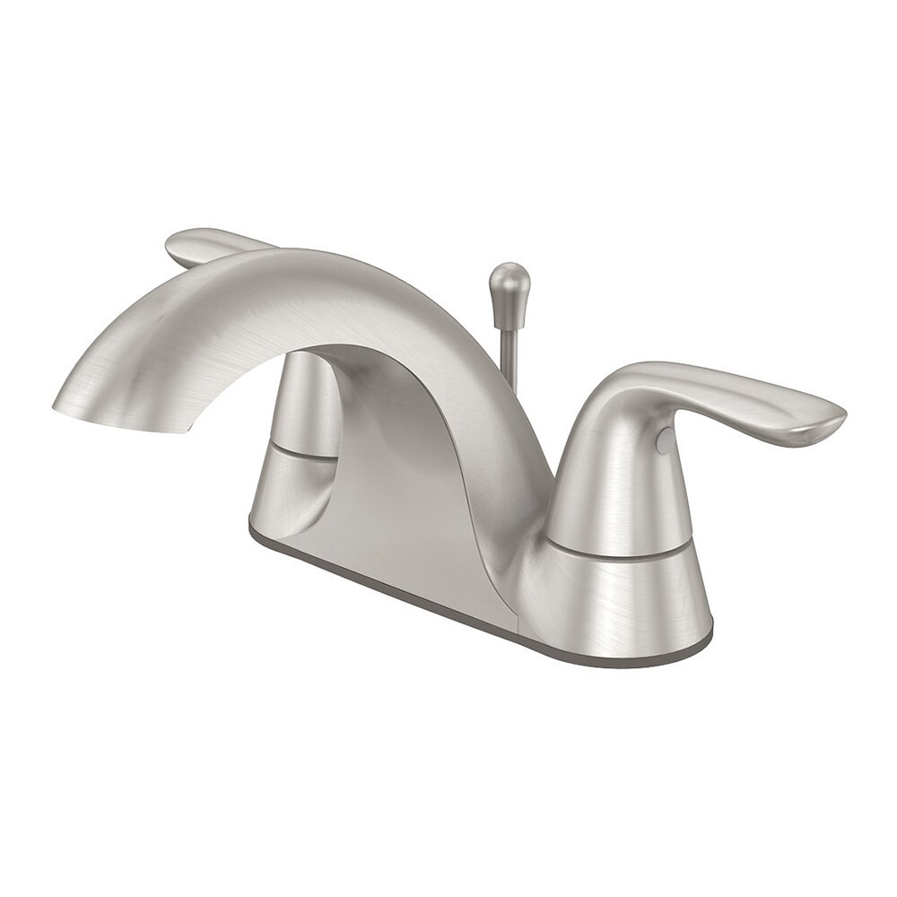 slide 2 of 6, Project Source Aldean Nickel 4-in centerset 2-handle WaterSense Low-arc Commercial/Residential Handle Bathroom Sink Faucet with Drain with Deck Plate, 1 ct