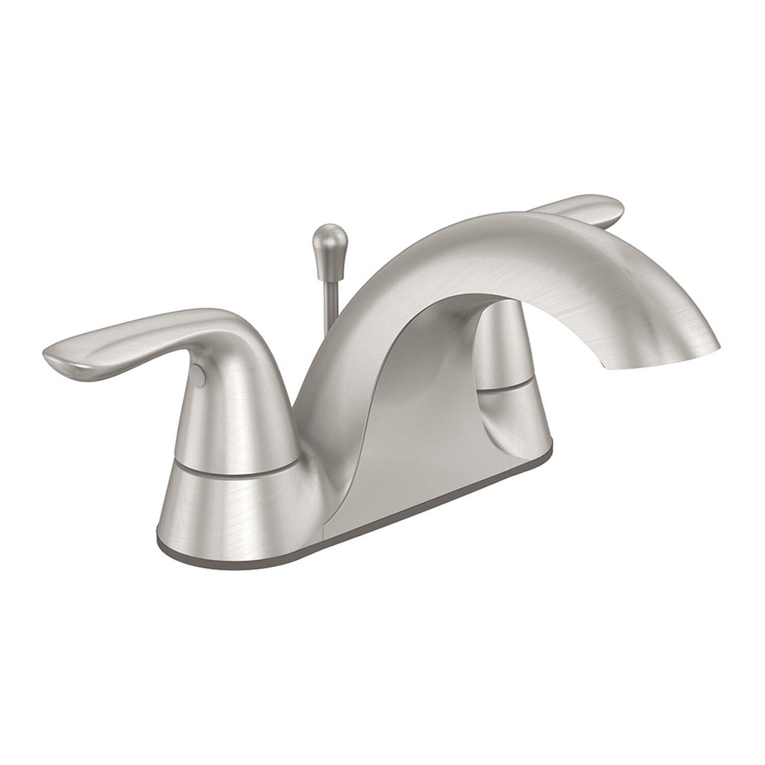 slide 6 of 6, Project Source Aldean Nickel 4-in centerset 2-handle WaterSense Low-arc Commercial/Residential Handle Bathroom Sink Faucet with Drain with Deck Plate, 1 ct