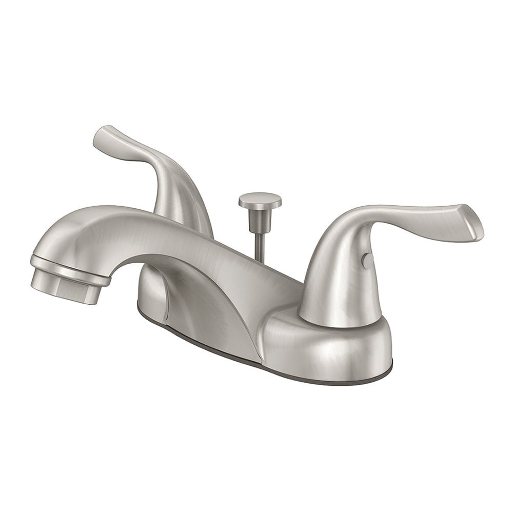 slide 2 of 6, Project Source Webber Nickel 4-in centerset 2-handle WaterSense Low-arc Commercial/Residential Handle Bathroom Sink Faucet with Drain with Deck Plate, 1 ct