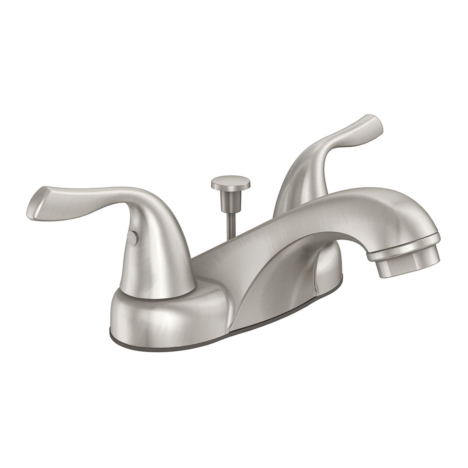 slide 6 of 6, Project Source Webber Nickel 4-in centerset 2-handle WaterSense Low-arc Commercial/Residential Handle Bathroom Sink Faucet with Drain with Deck Plate, 1 ct