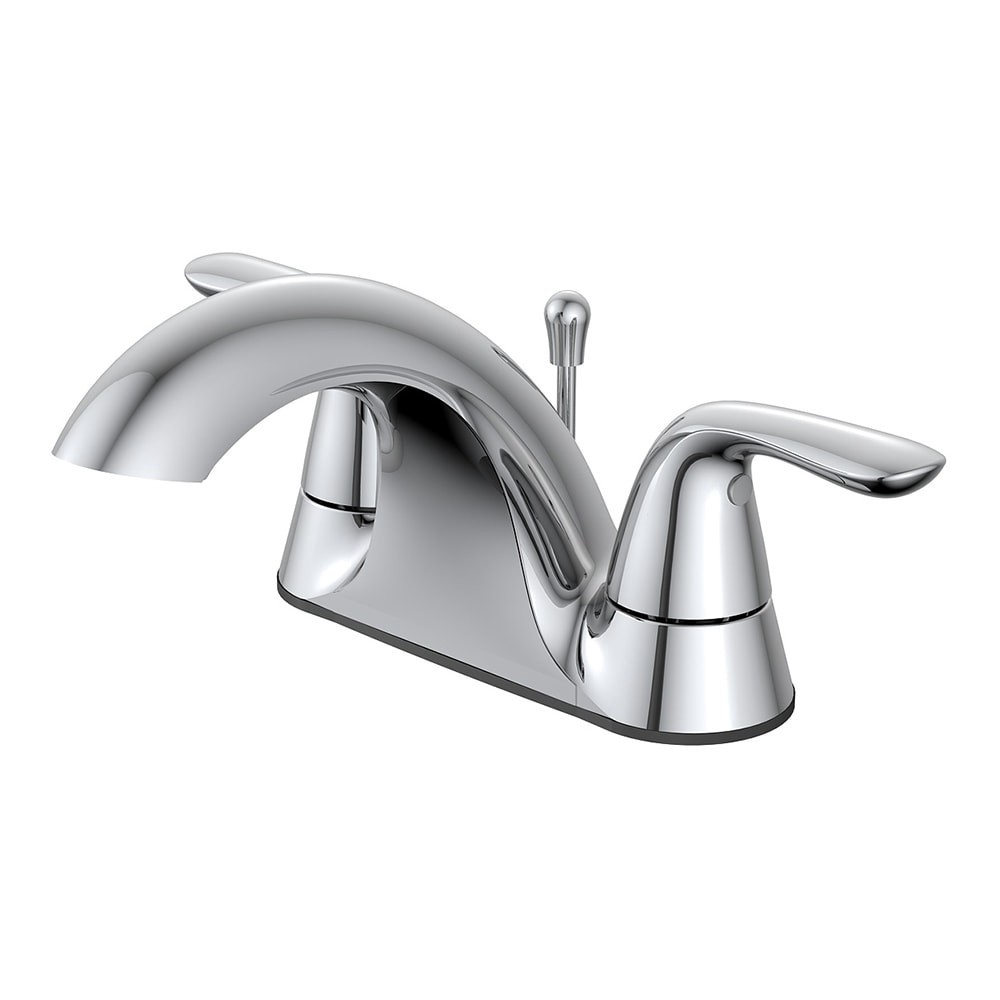 slide 2 of 6, Project Source Aldean Chrome 4-in centerset 2-handle WaterSense Low-arc Commercial/Residential Handle Bathroom Sink Faucet with Drain with Deck Plate, 1 ct