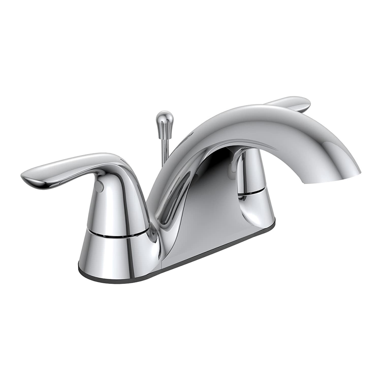 slide 6 of 6, Project Source Aldean Chrome 4-in centerset 2-handle WaterSense Low-arc Commercial/Residential Handle Bathroom Sink Faucet with Drain with Deck Plate, 1 ct