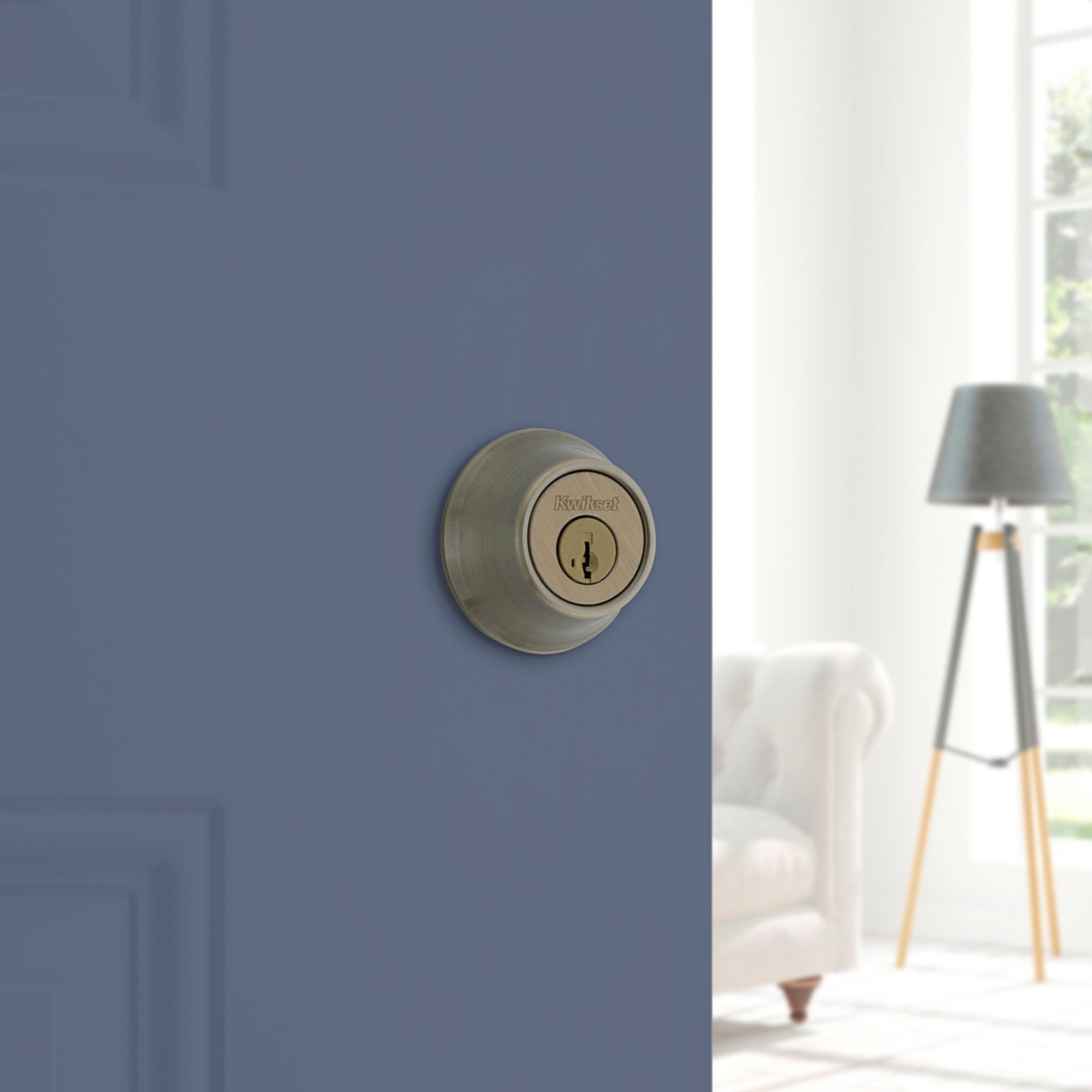 slide 2 of 6, Kwikset Security 660 Series Antique Brass Single Cylinder Deadbolt ft. SmartKey Security, 1 ct