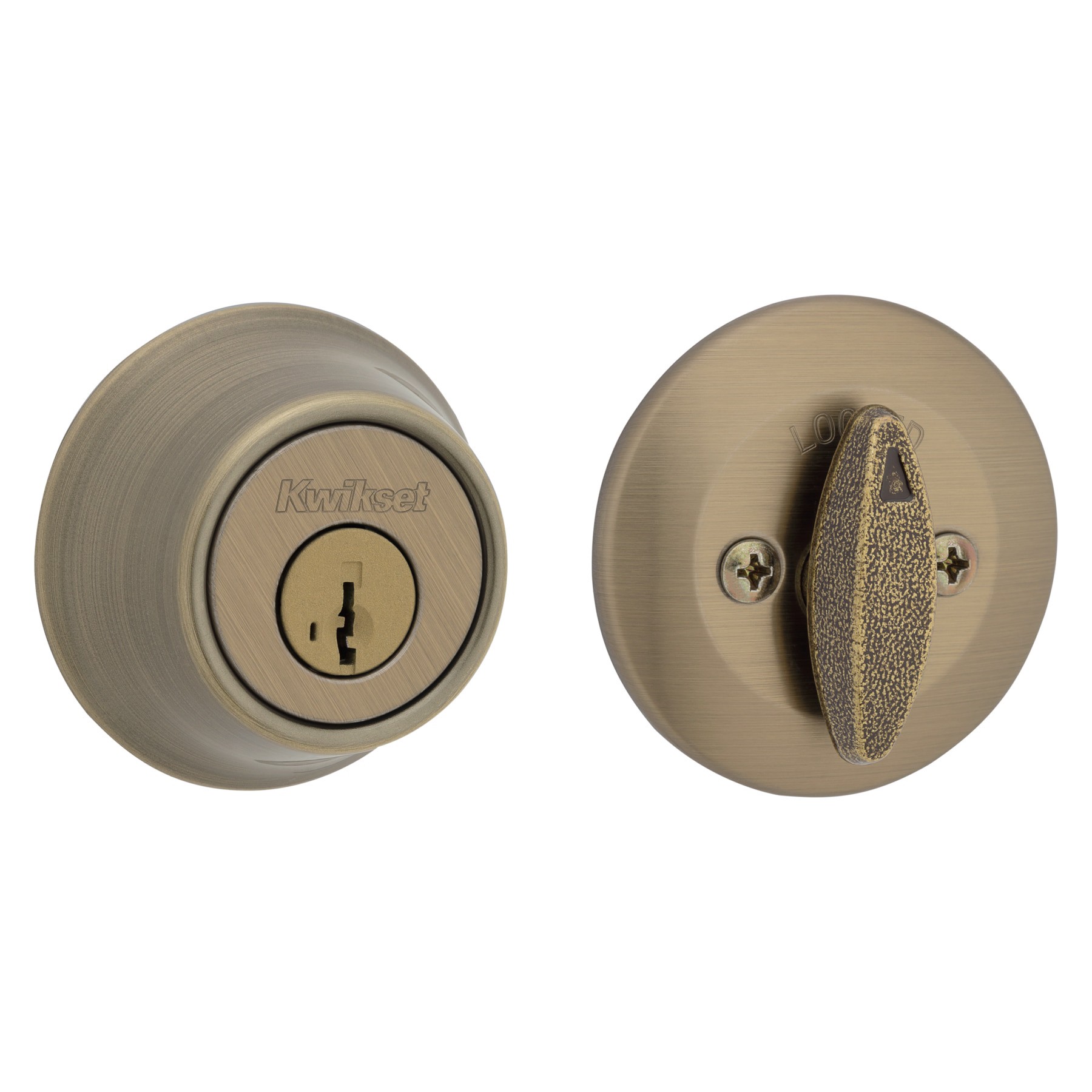 slide 1 of 6, Kwikset Security 660 Series Antique Brass Single Cylinder Deadbolt ft. SmartKey Security, 1 ct