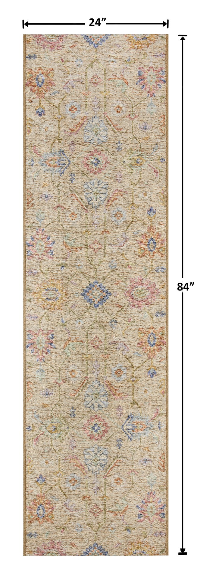 slide 5 of 6, allen + roth Persian Runner 2 x 7 (ft) Loomed Catalina Multi Rectangular Indoor Floral/Botanical Persian Machine washable Runner rug, 1 ct