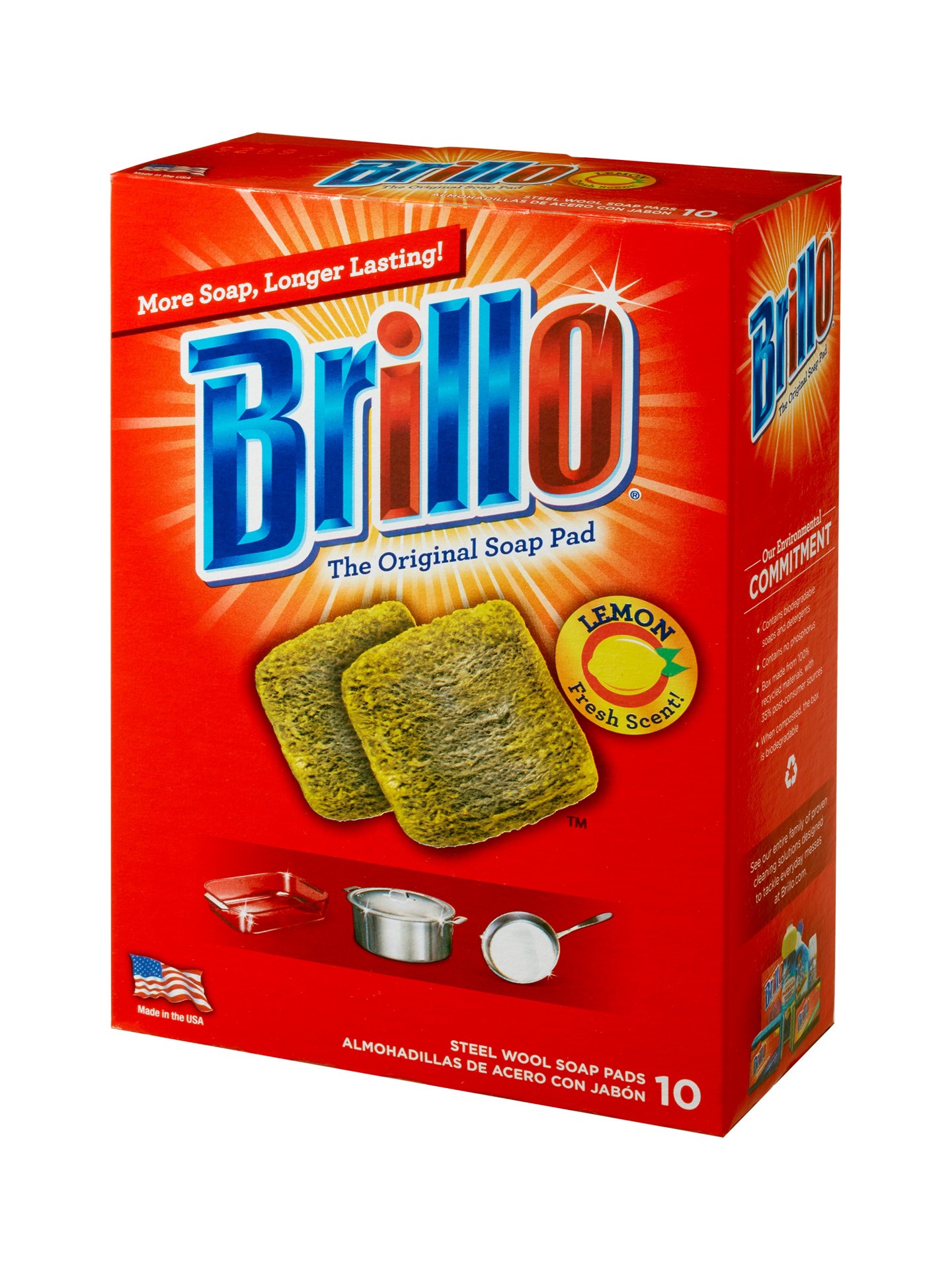 slide 2 of 6, Brillo Lemon Scented Steel wool Scouring soap pad 10 -Pack, 1 ct