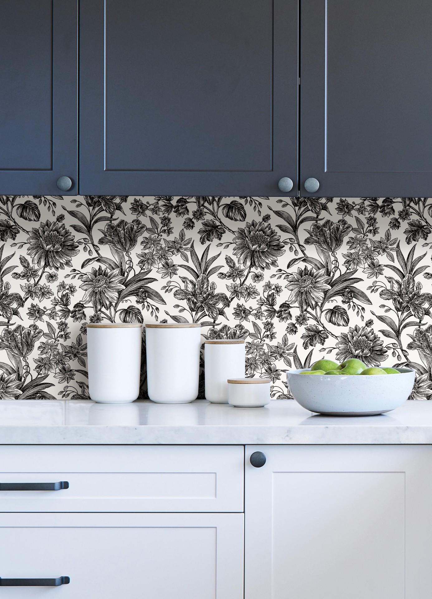 slide 2 of 6, allen + roth 30.75-sq ft Black Vinyl Floral Self-adhesive Peel and Stick Wallpaper, 1 ct