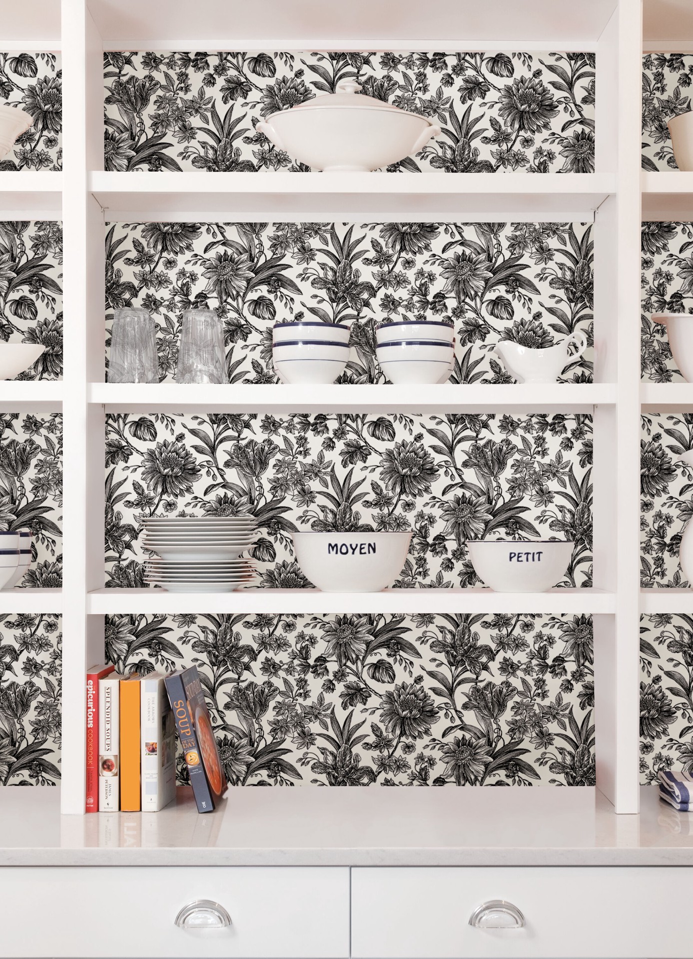 slide 4 of 6, allen + roth 30.75-sq ft Black Vinyl Floral Self-adhesive Peel and Stick Wallpaper, 1 ct