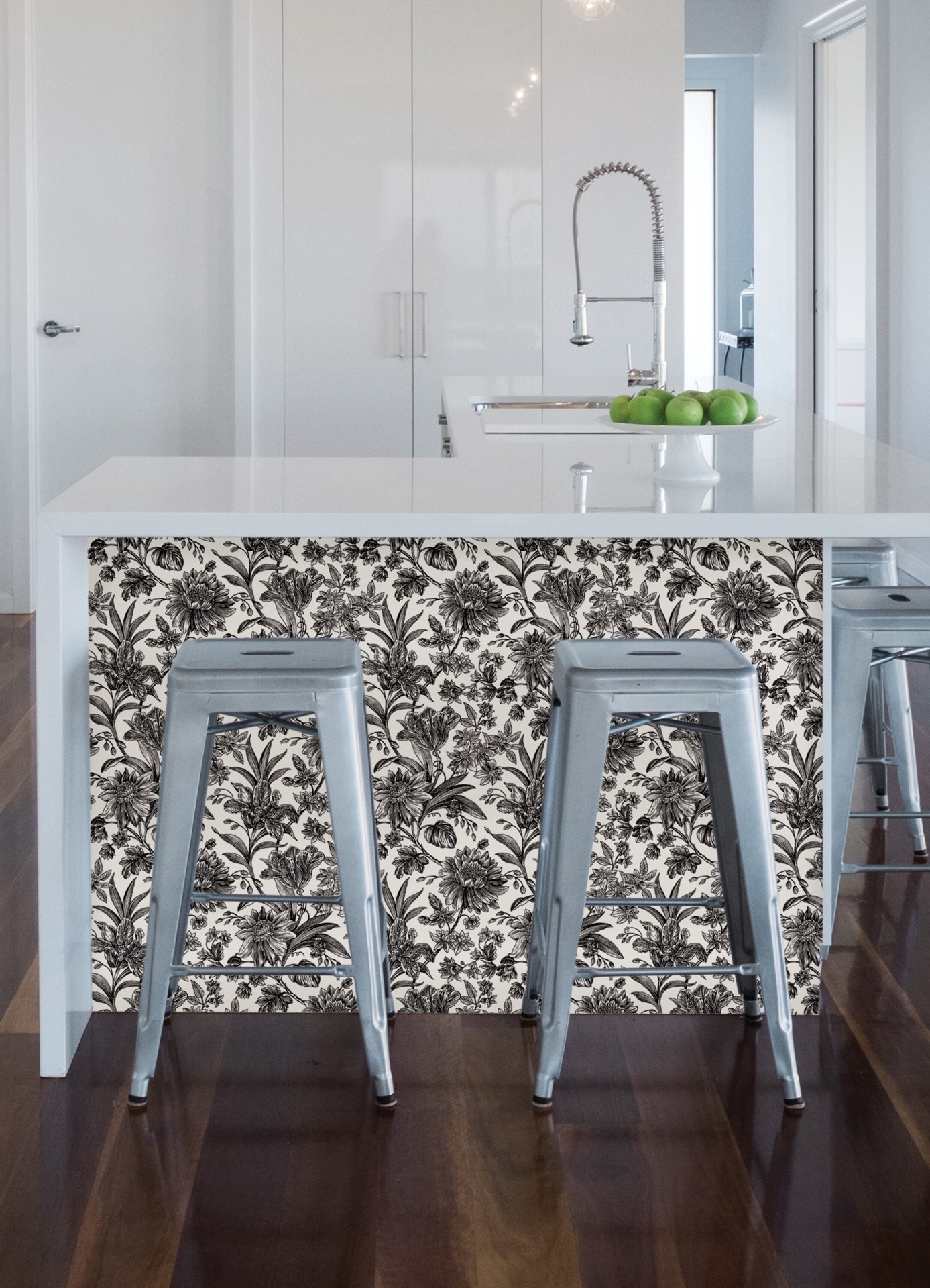 slide 5 of 6, allen + roth 30.75-sq ft Black Vinyl Floral Self-adhesive Peel and Stick Wallpaper, 1 ct