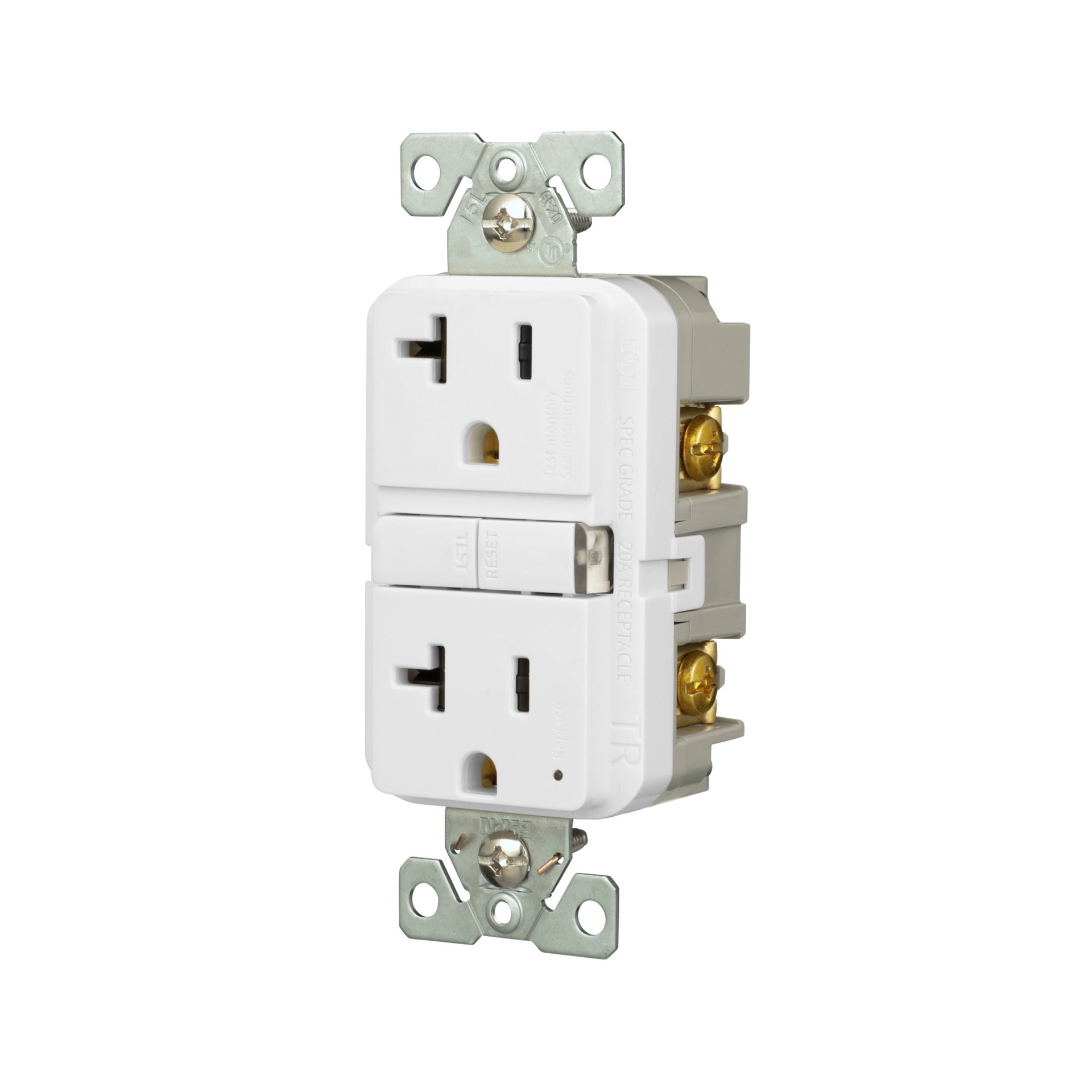 slide 2 of 6, Eaton 20 -Amp 125-volt Tamper Resistant GFCI Residential Decorator Outlet , White 3 -Pack, 1 ct