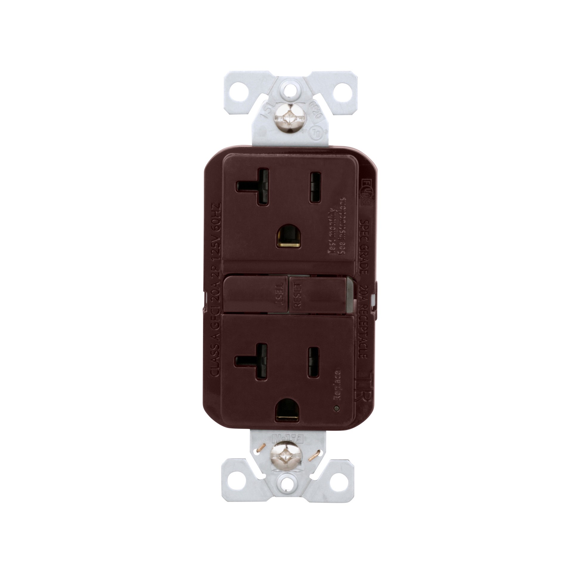 slide 1 of 6, Eaton 20 -Amp 125-volt Tamper Resistant GFCI Residential Decorator Outlet , Brown, 1 ct