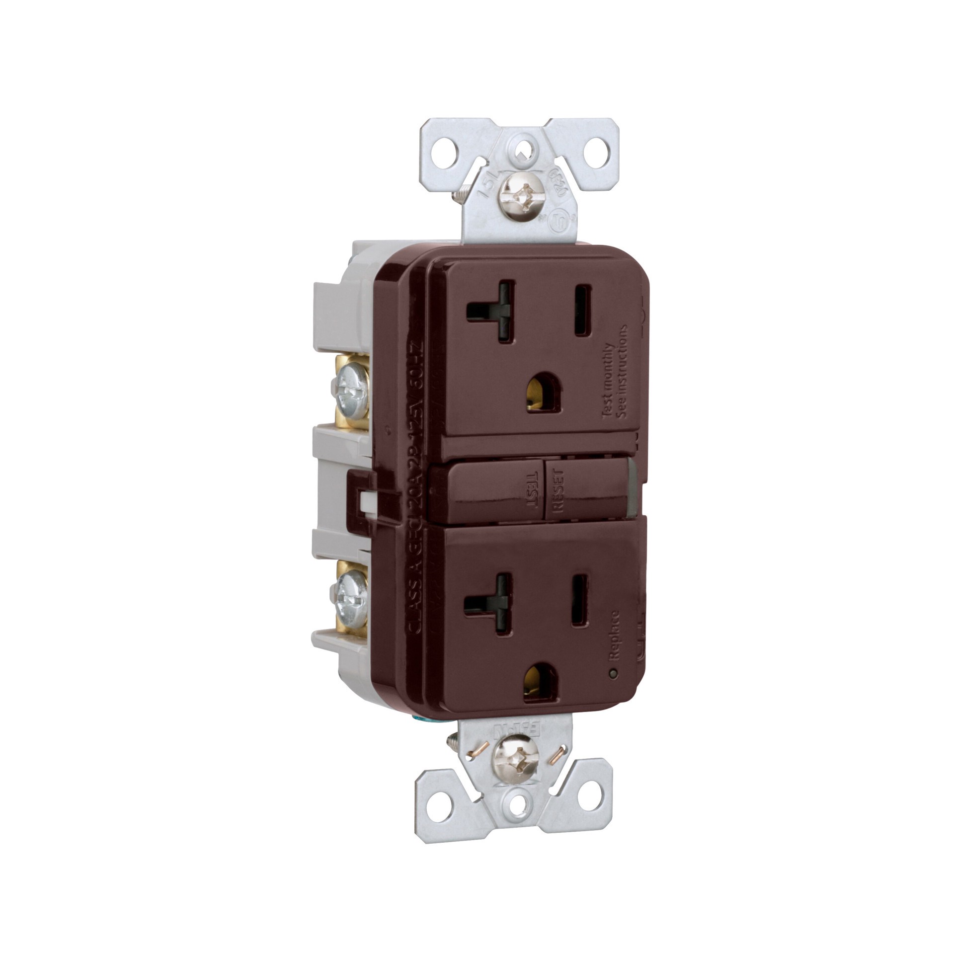 slide 6 of 6, Eaton 20 -Amp 125-volt Tamper Resistant GFCI Residential Decorator Outlet , Brown, 1 ct