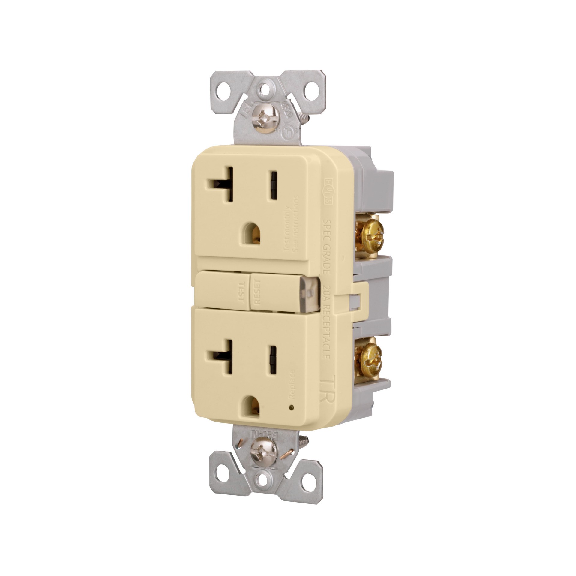slide 2 of 6, Eaton 20 -Amp 125-volt Tamper Resistant GFCI Residential Decorator Outlet , Ivory, 1 ct