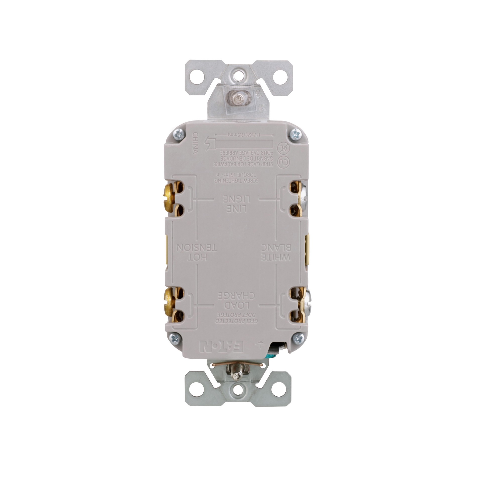slide 4 of 6, Eaton 20 -Amp 125-volt Tamper Resistant GFCI Residential Decorator Outlet , Ivory, 1 ct
