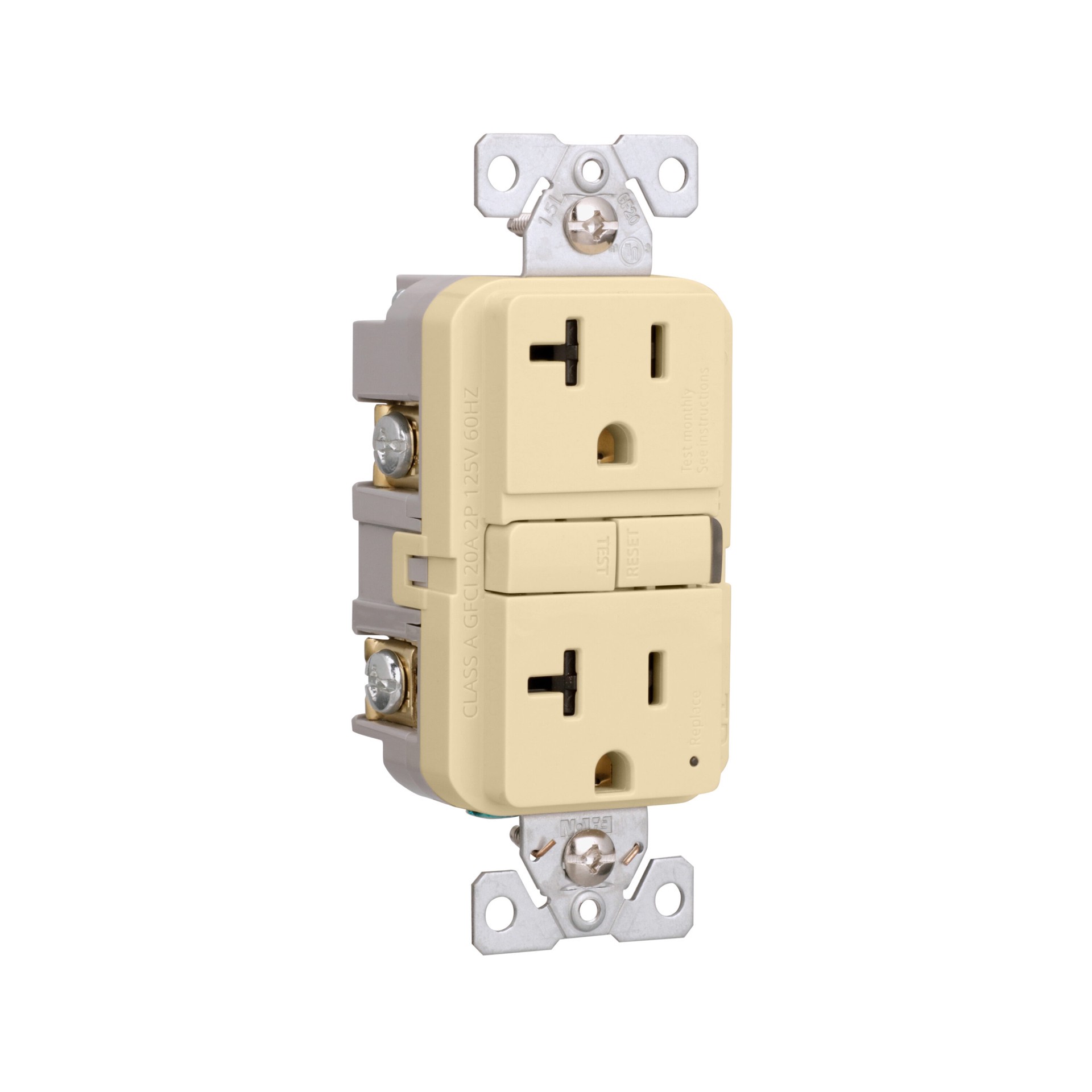 slide 6 of 6, Eaton 20 -Amp 125-volt Tamper Resistant GFCI Residential Decorator Outlet , Ivory, 1 ct