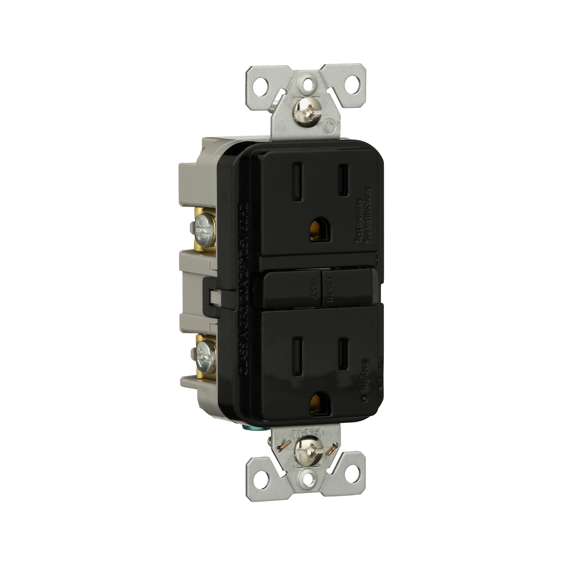 slide 6 of 6, Eaton 15 -Amp 125-volt Tamper Resistant GFCI Residential Decorator Outlet , Black, 1 ct
