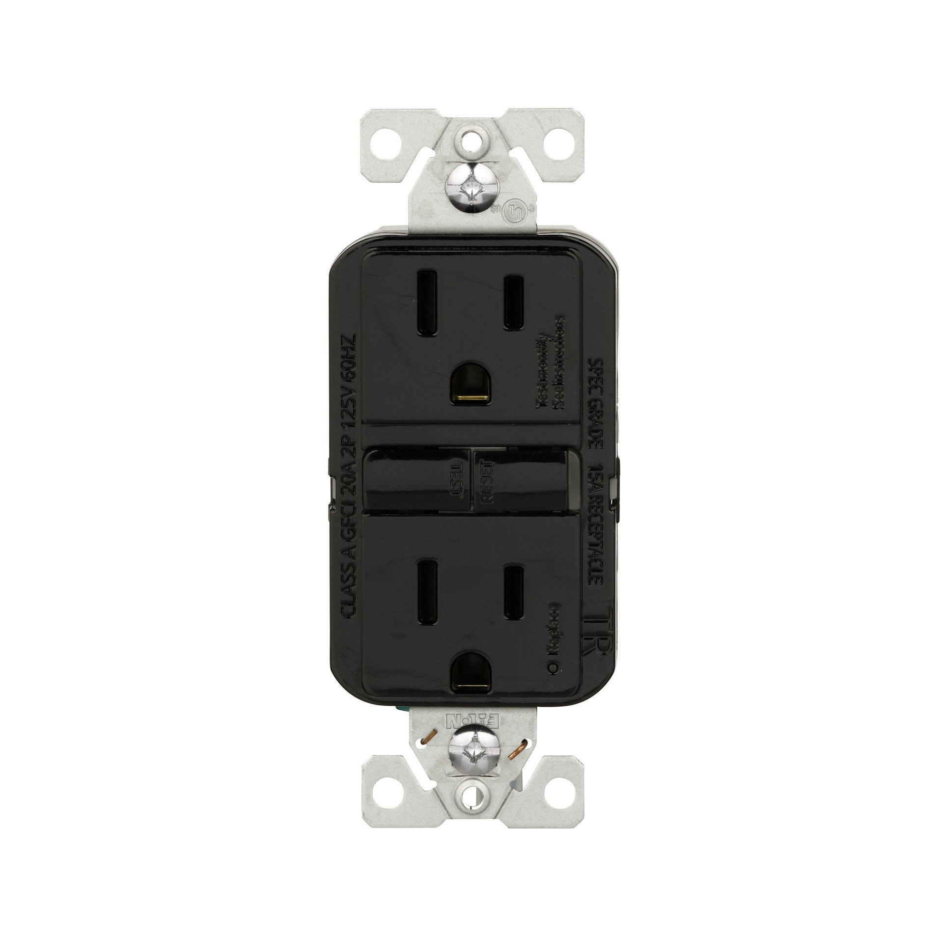 slide 1 of 6, Eaton 15 -Amp 125-volt Tamper Resistant GFCI Residential Decorator Outlet , Black, 1 ct