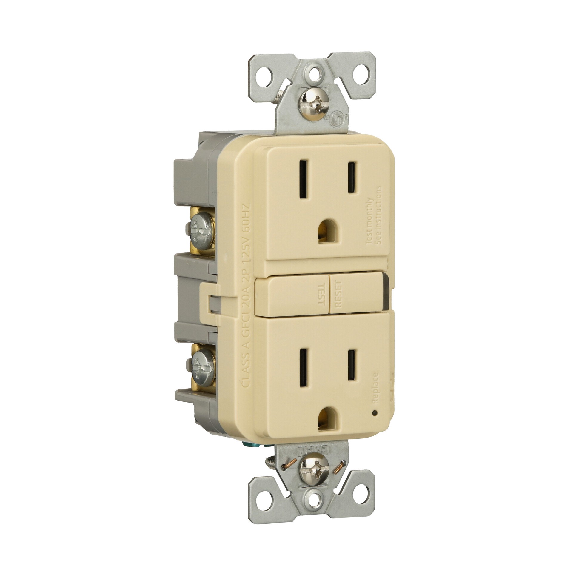 slide 6 of 6, Eaton 15 -Amp 125-volt Tamper Resistant GFCI Residential Decorator Outlet , Ivory 3 -Pack, 1 ct
