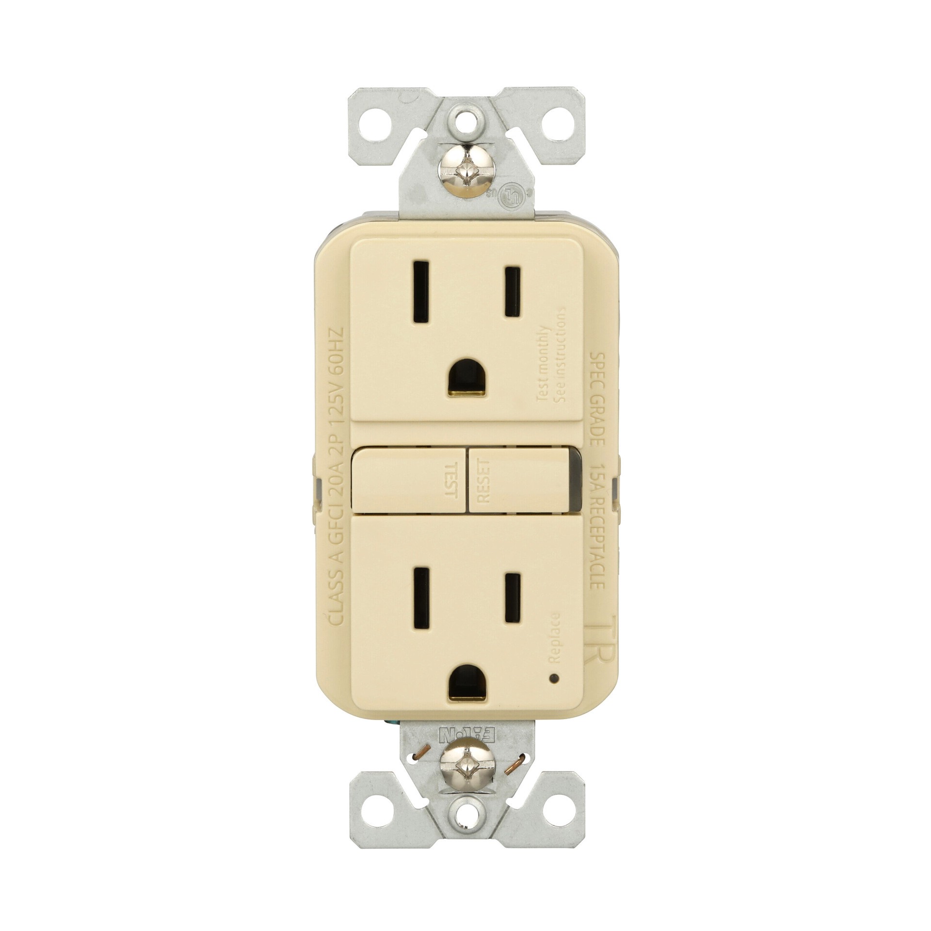 slide 1 of 6, Eaton 15 -Amp 125-volt Tamper Resistant GFCI Residential Decorator Outlet , Ivory 3 -Pack, 1 ct