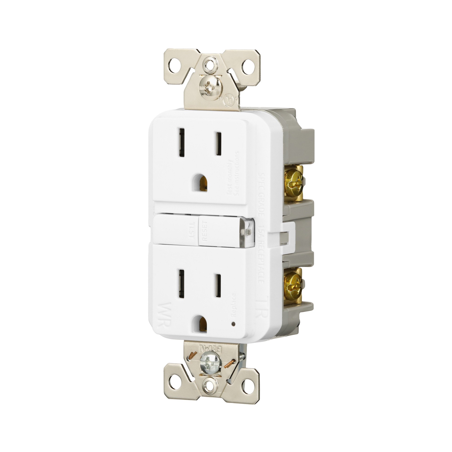 slide 2 of 6, Eaton 15 -Amp 125-volt Tamper Resistant Weather Resistant GFCI Residential Decorator Outlet , White, 1 ct