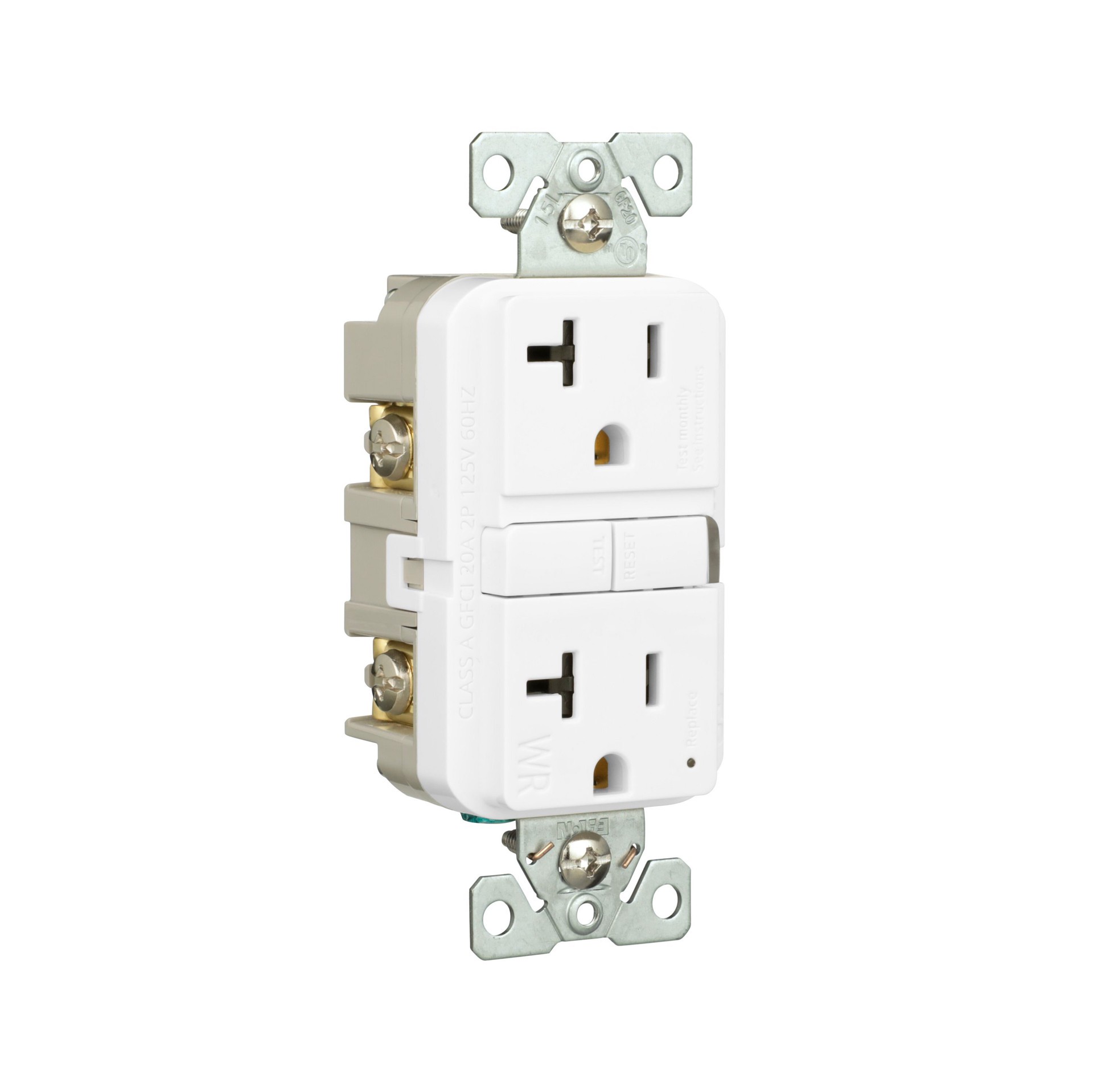 slide 5 of 6, Eaton 15 -Amp 125-volt Tamper Resistant Weather Resistant GFCI Residential Decorator Outlet , White, 1 ct