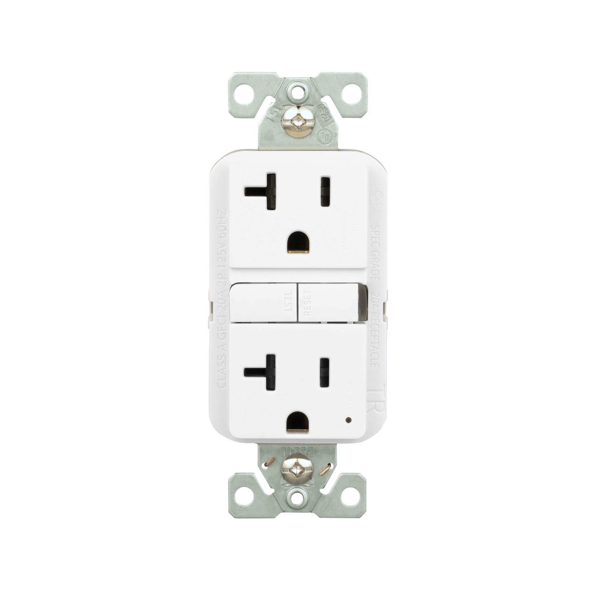 slide 1 of 6, Eaton 20 -Amp 125-volt Tamper Resistant GFCI Residential Decorator Outlet , White, 1 ct