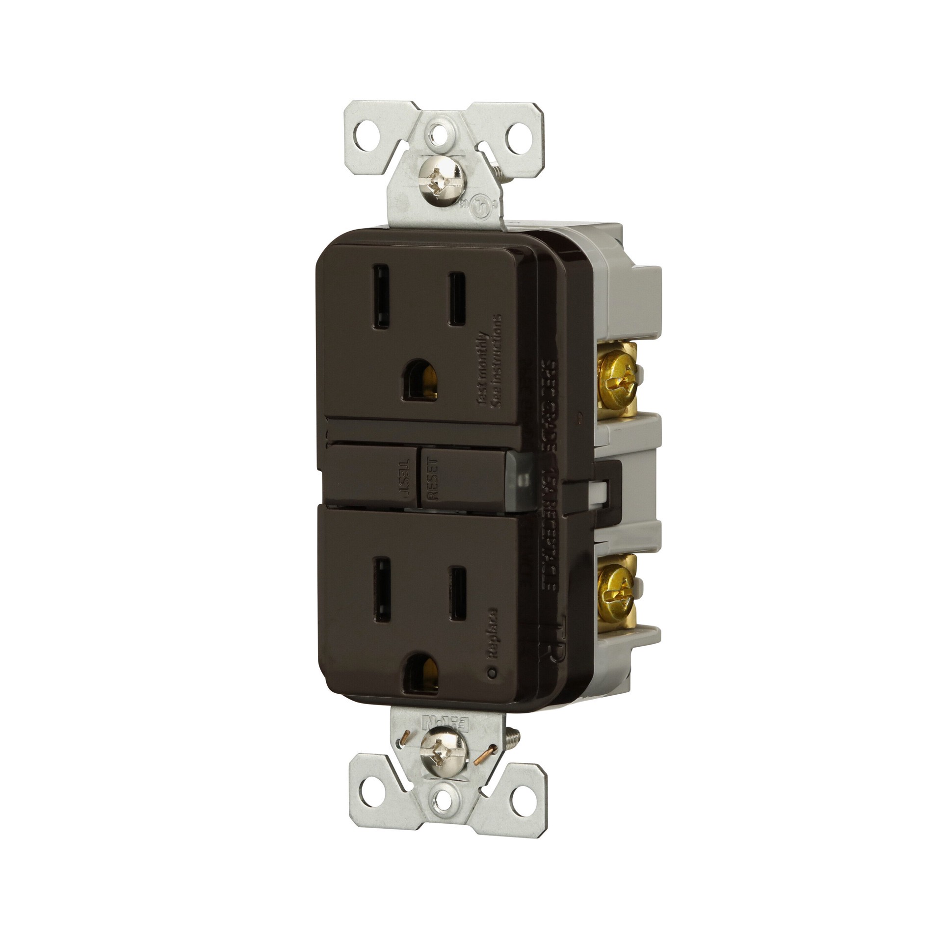 slide 2 of 6, Eaton 15 -Amp 125-volt Tamper Resistant GFCI Residential Decorator Outlet , Brown, 1 ct