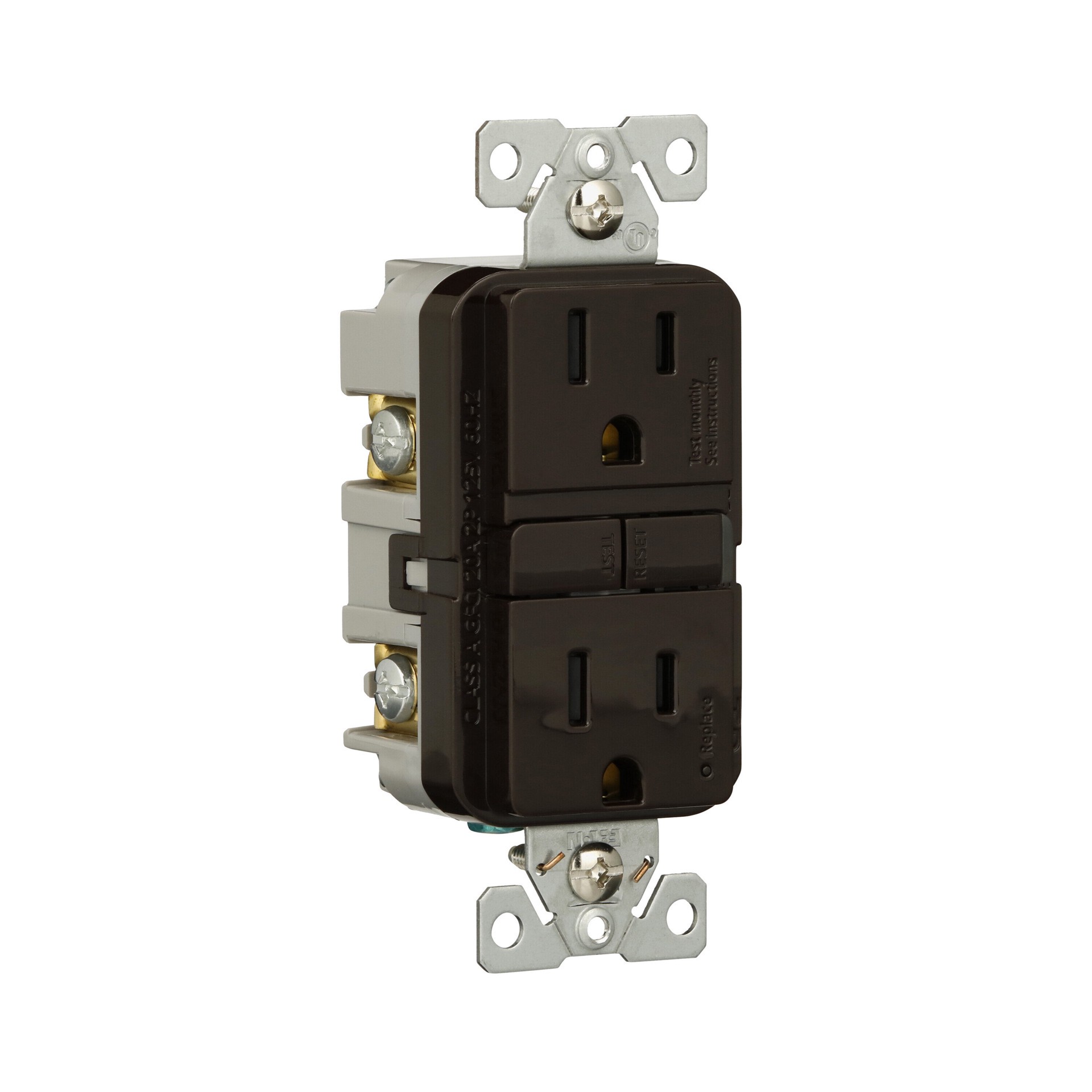 slide 5 of 6, Eaton 15 -Amp 125-volt Tamper Resistant GFCI Residential Decorator Outlet , Brown, 1 ct