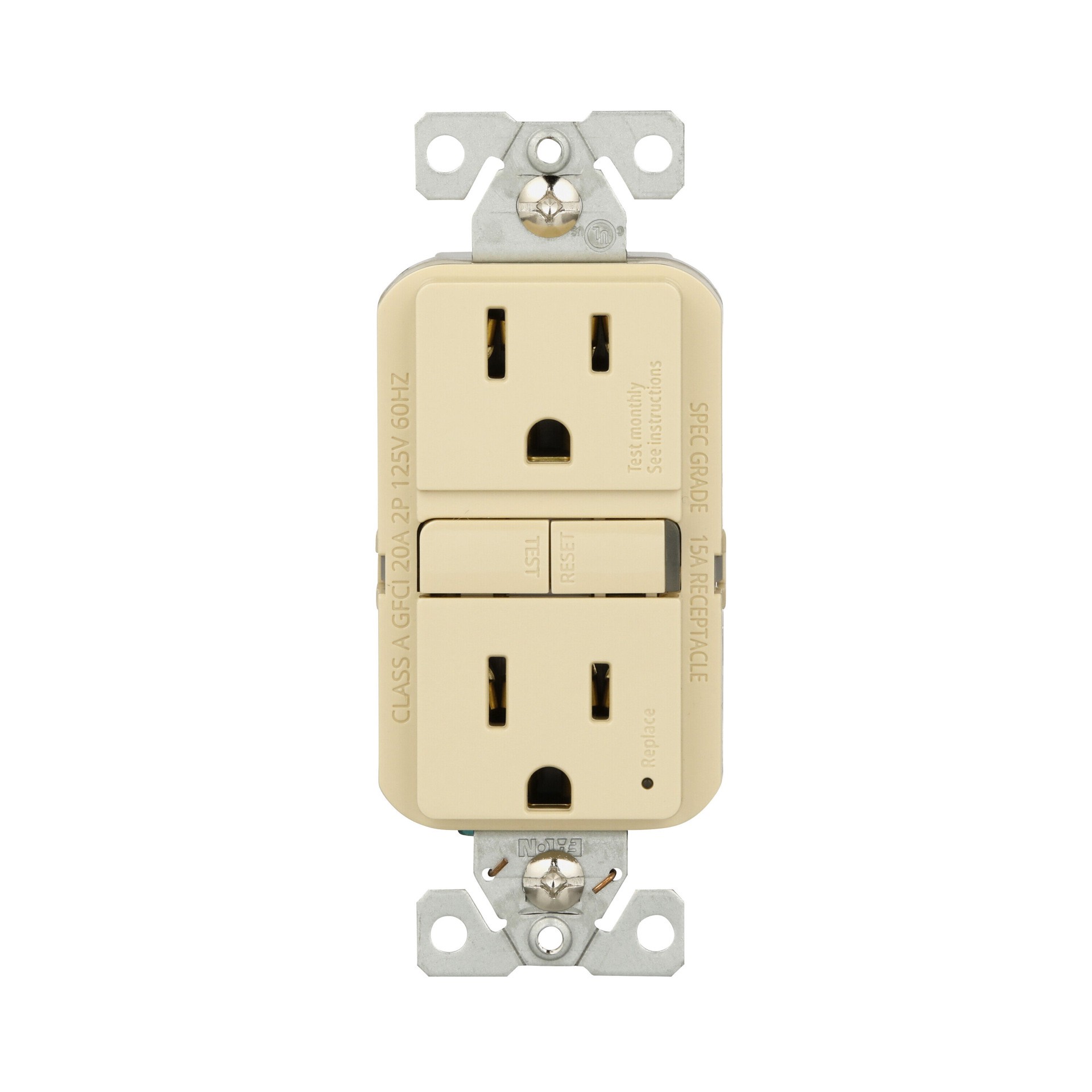 slide 1 of 6, Eaton 15 -Amp 125-volt GFCI Residential Decorator Outlet , Ivory 3 -Pack, 1 ct