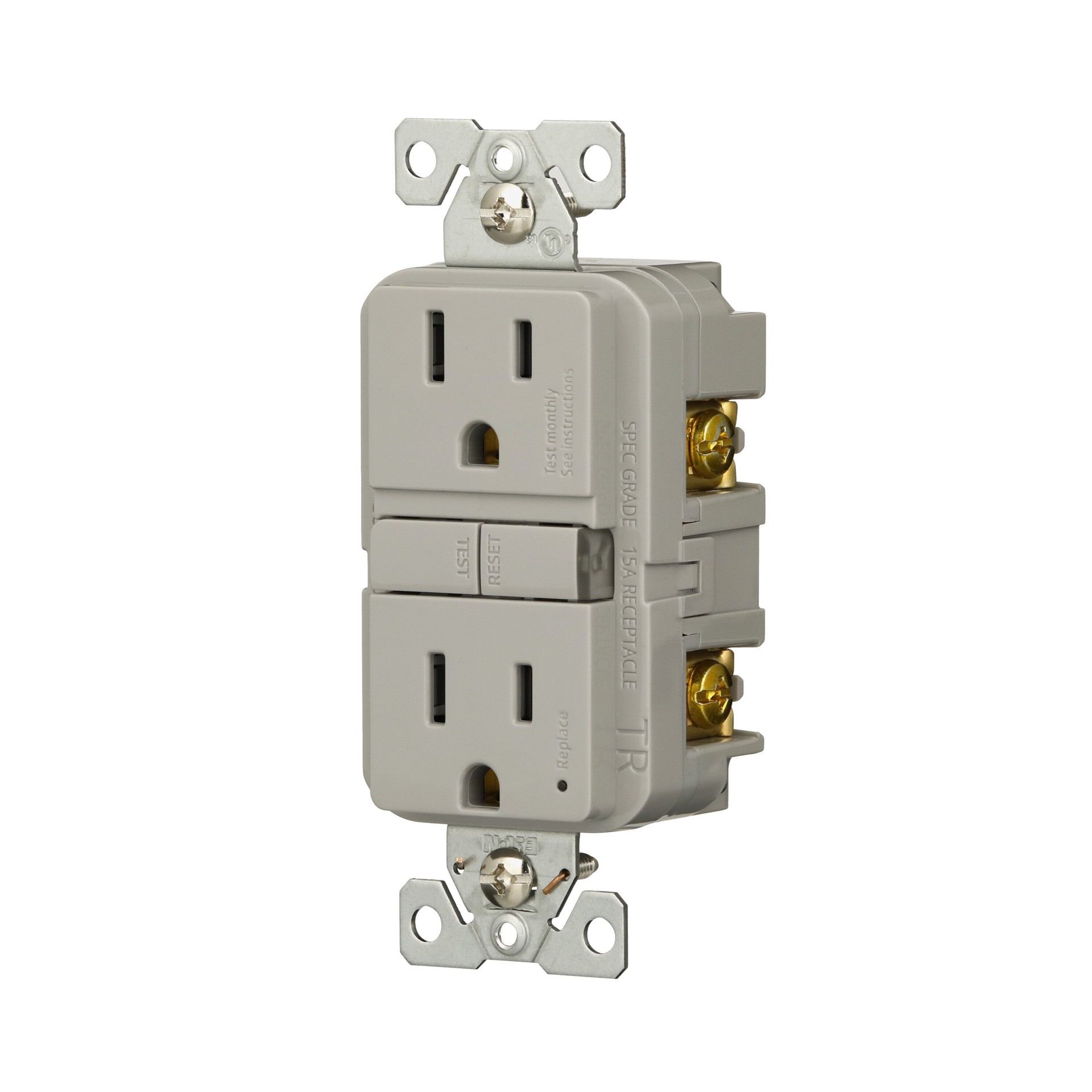 slide 2 of 6, Eaton 15 -Amp 125-volt Tamper Resistant GFCI Residential Decorator Outlet , Gray, 1 ct