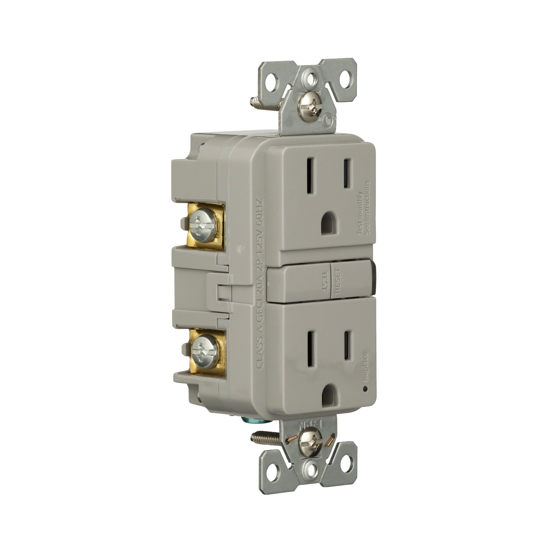 slide 5 of 6, Eaton 15 -Amp 125-volt Tamper Resistant GFCI Residential Decorator Outlet , Gray, 1 ct