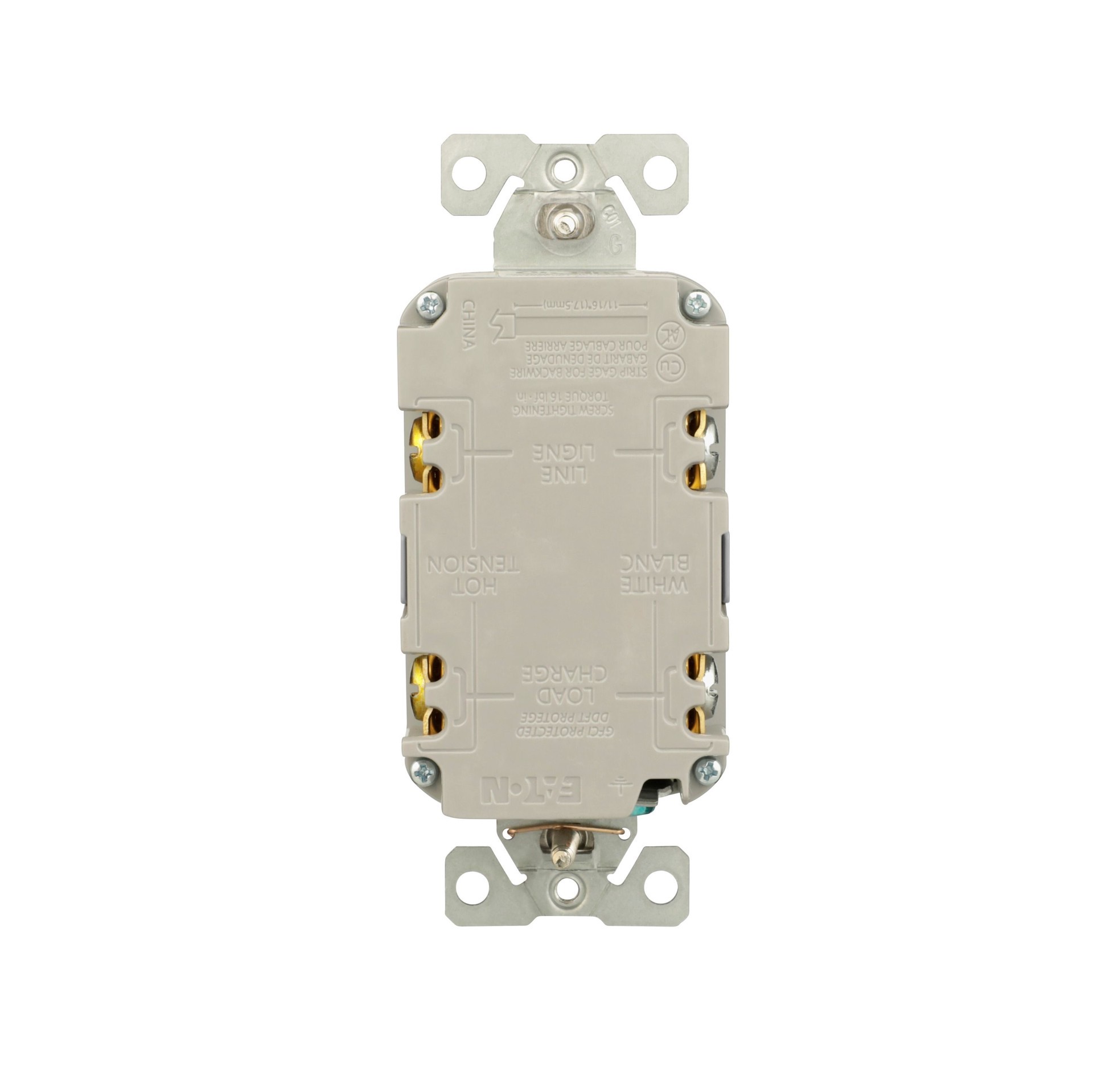 slide 4 of 6, Eaton 20 -Amp 125-volt Tamper Resistant GFCI Residential Decorator Outlet , Gray, 1 ct