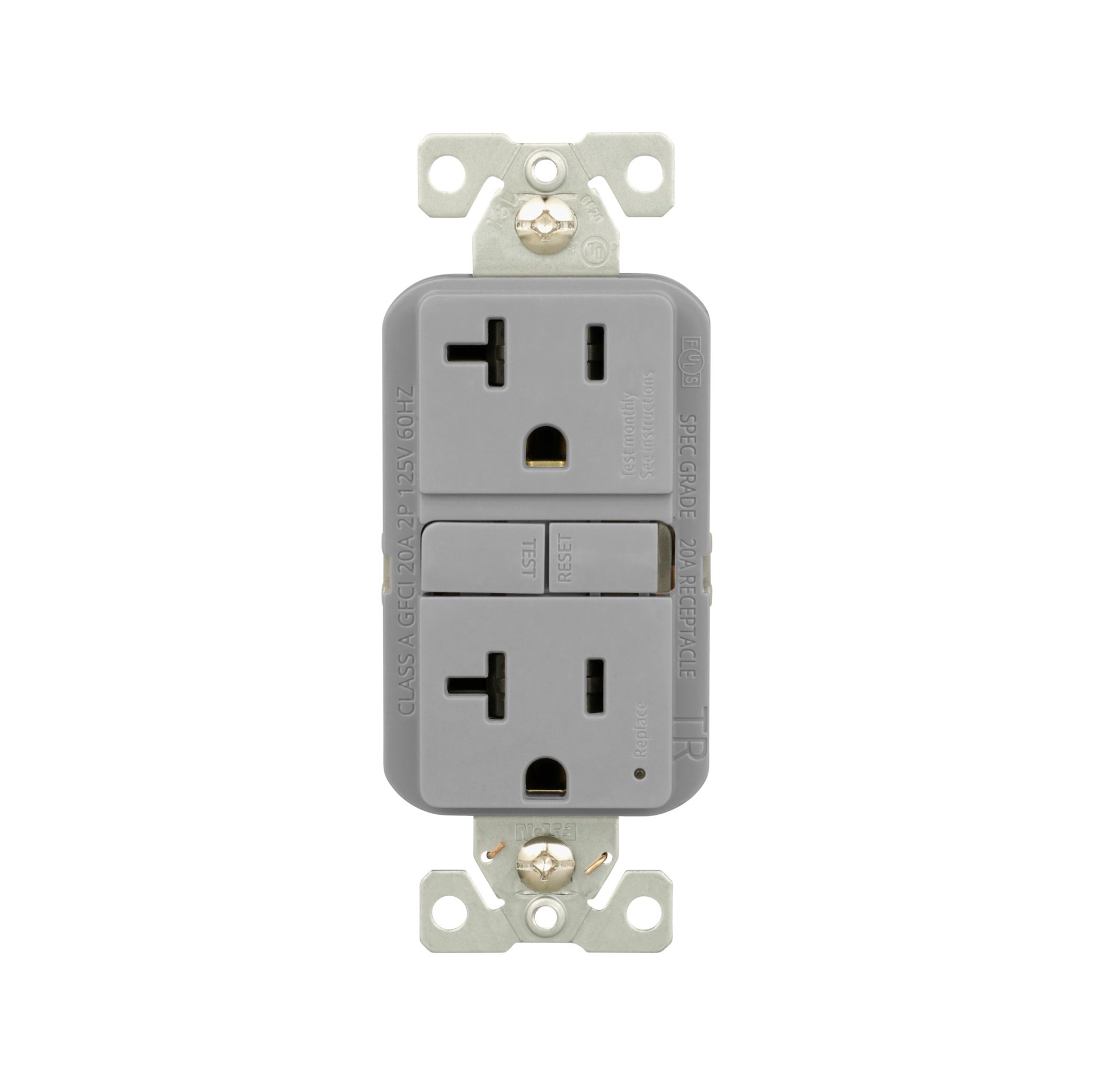 slide 1 of 6, Eaton 20 -Amp 125-volt Tamper Resistant GFCI Residential Decorator Outlet , Gray, 1 ct