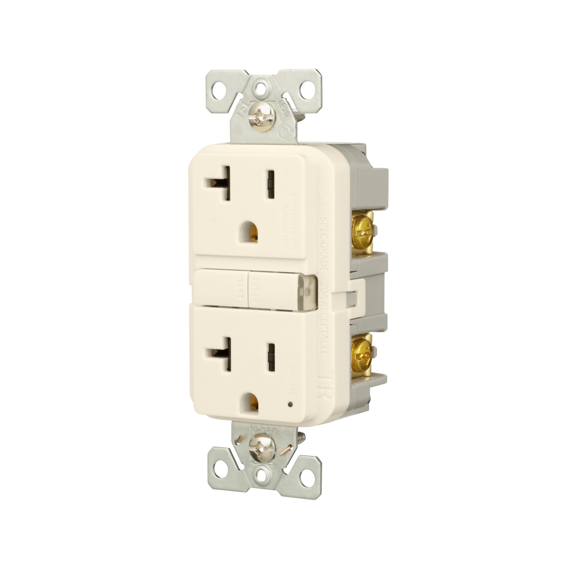 slide 2 of 6, Eaton 20 -Amp 125-volt Tamper Resistant GFCI Residential Decorator Outlet , Light Almond, 1 ct