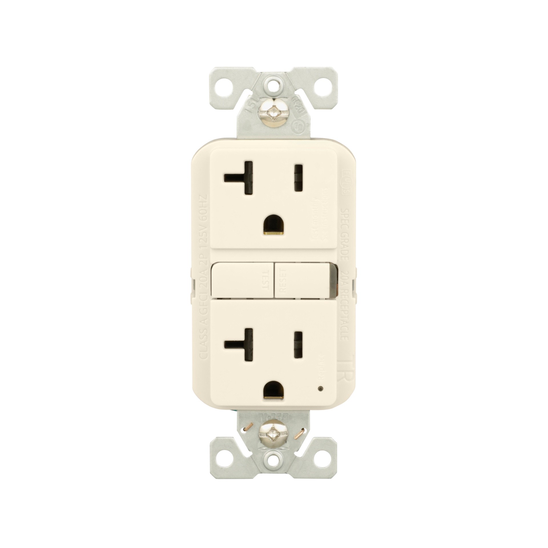 slide 1 of 6, Eaton 20 -Amp 125-volt Tamper Resistant GFCI Residential Decorator Outlet , Light Almond, 1 ct
