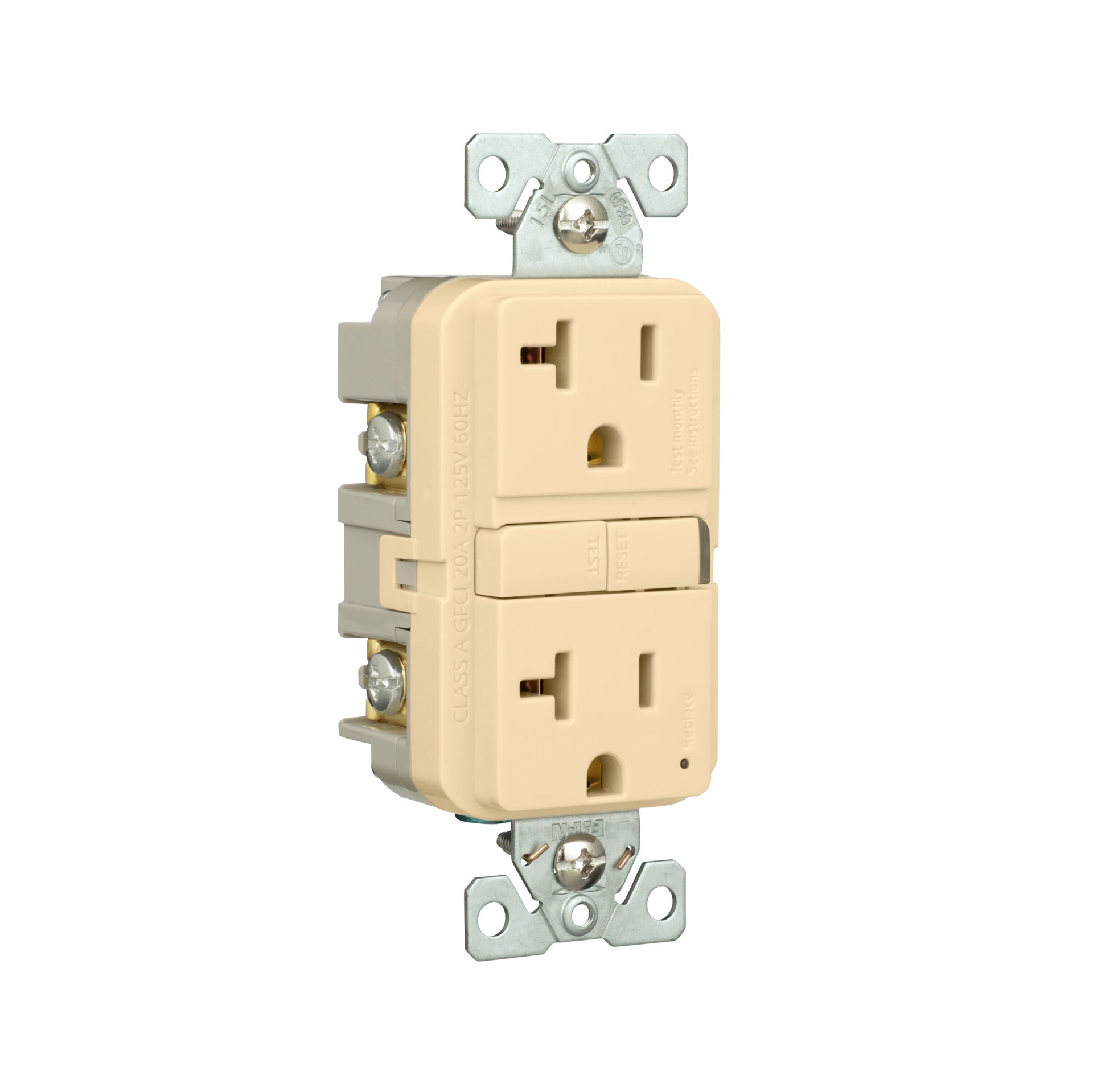 slide 6 of 6, Eaton 20 -Amp 125-volt GFCI Residential Decorator Outlet , Ivory, 1 ct