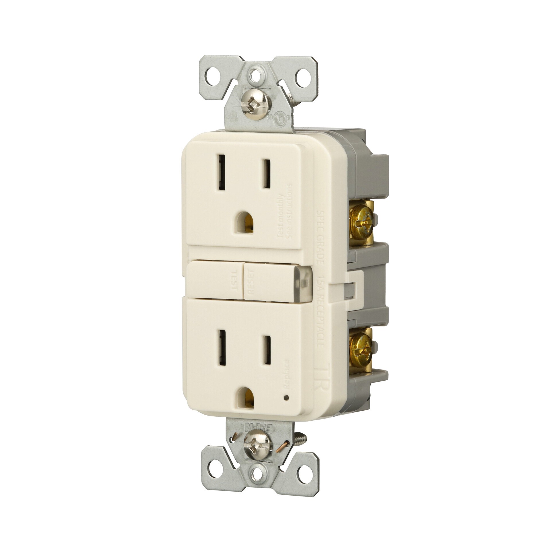 slide 2 of 6, Eaton 15 -Amp 125-volt Tamper Resistant GFCI Residential Decorator Outlet , Light Almond 3 -Pack, 1 ct