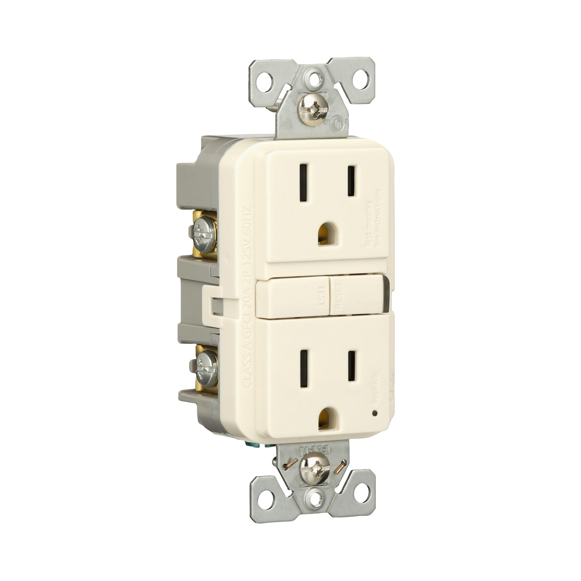 slide 6 of 6, Eaton 15 -Amp 125-volt Tamper Resistant GFCI Residential Decorator Outlet , Light Almond 3 -Pack, 1 ct