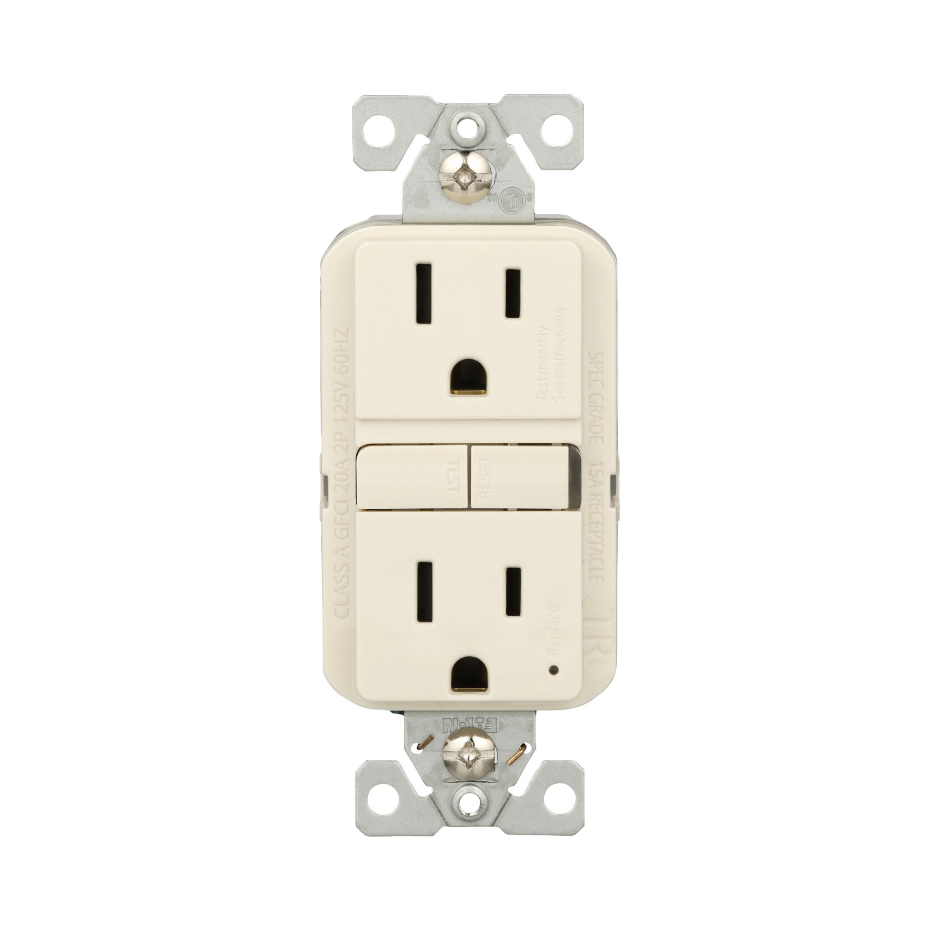 slide 1 of 6, Eaton 15 -Amp 125-volt Tamper Resistant GFCI Residential Decorator Outlet , Light Almond 3 -Pack, 1 ct