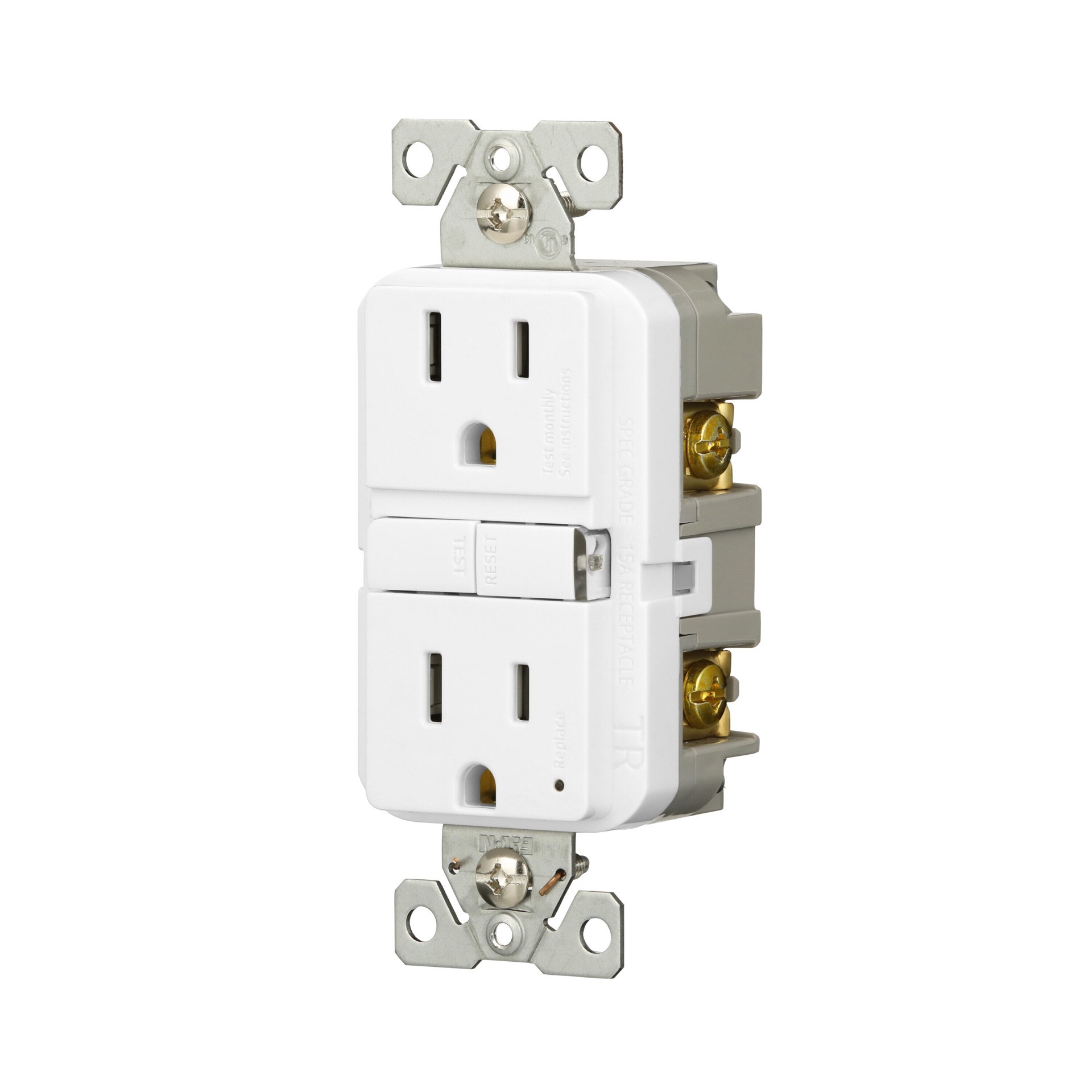 slide 2 of 6, Eaton 15 -Amp 125-volt Tamper Resistant GFCI Residential Decorator Outlet , White, 1 ct