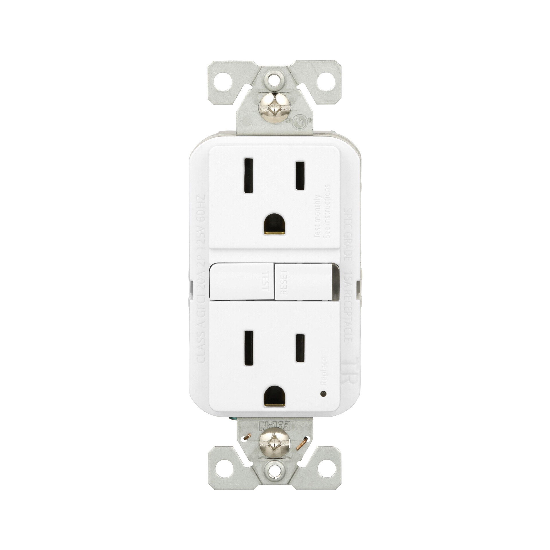 slide 1 of 6, Eaton 15 -Amp 125-volt Tamper Resistant GFCI Residential Decorator Outlet , White, 1 ct