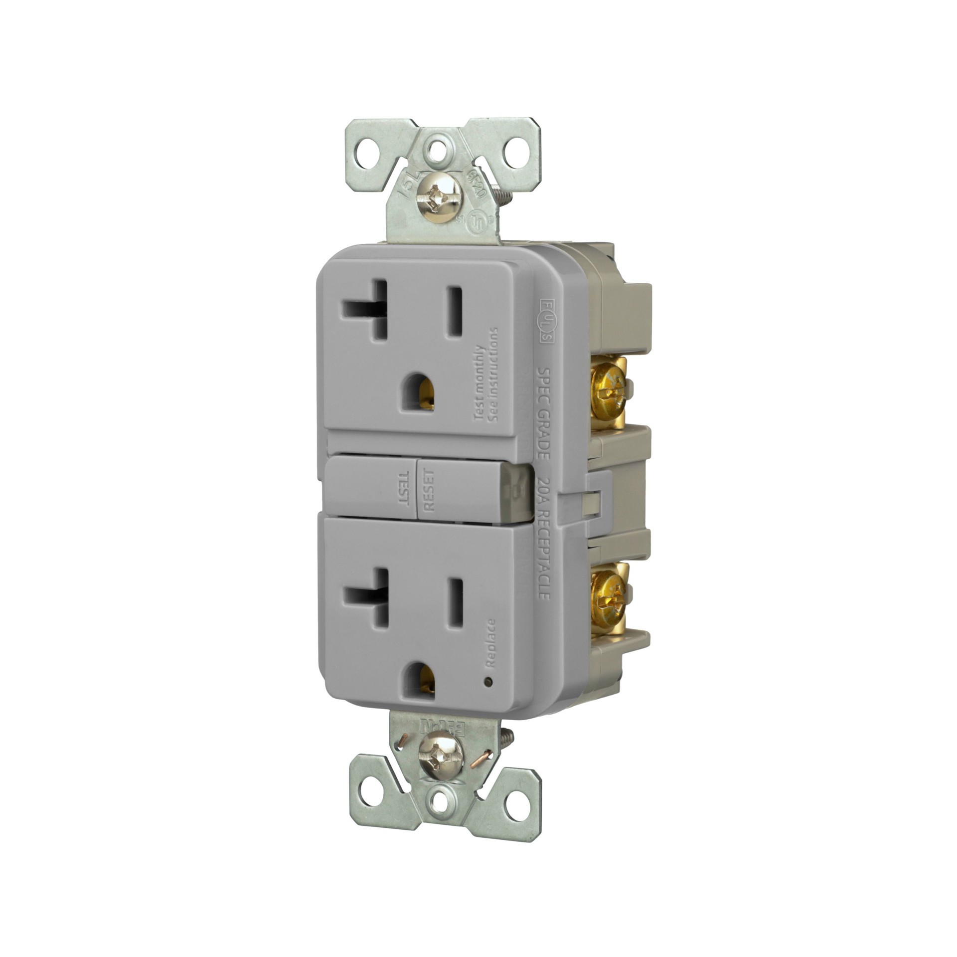 slide 2 of 6, Eaton 20 -Amp 125-volt GFCI Residential Decorator Outlet , Gray, 1 ct