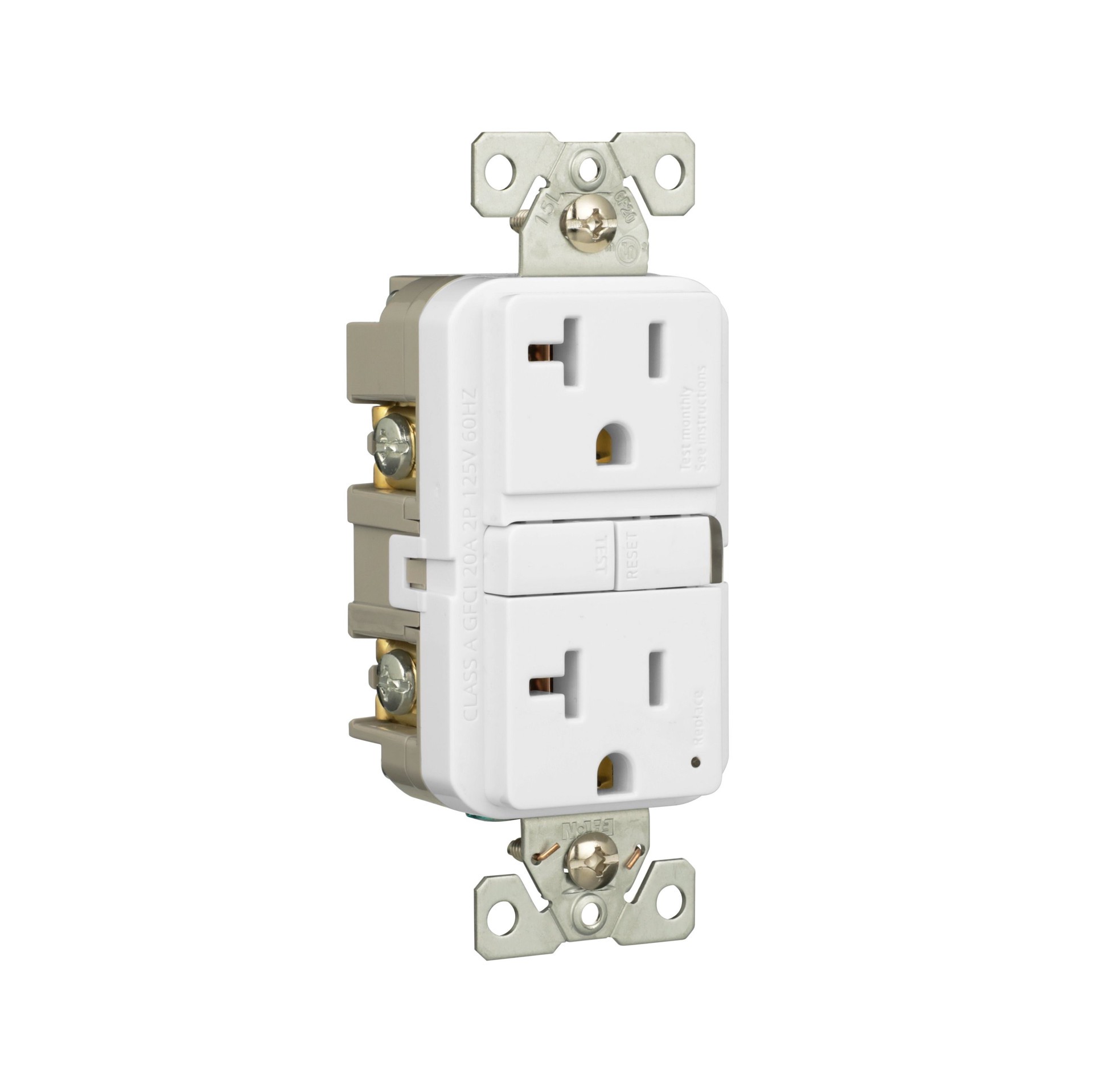 slide 6 of 6, Eaton 20 -Amp 125-volt GFCI Residential Decorator Outlet , White, 1 ct