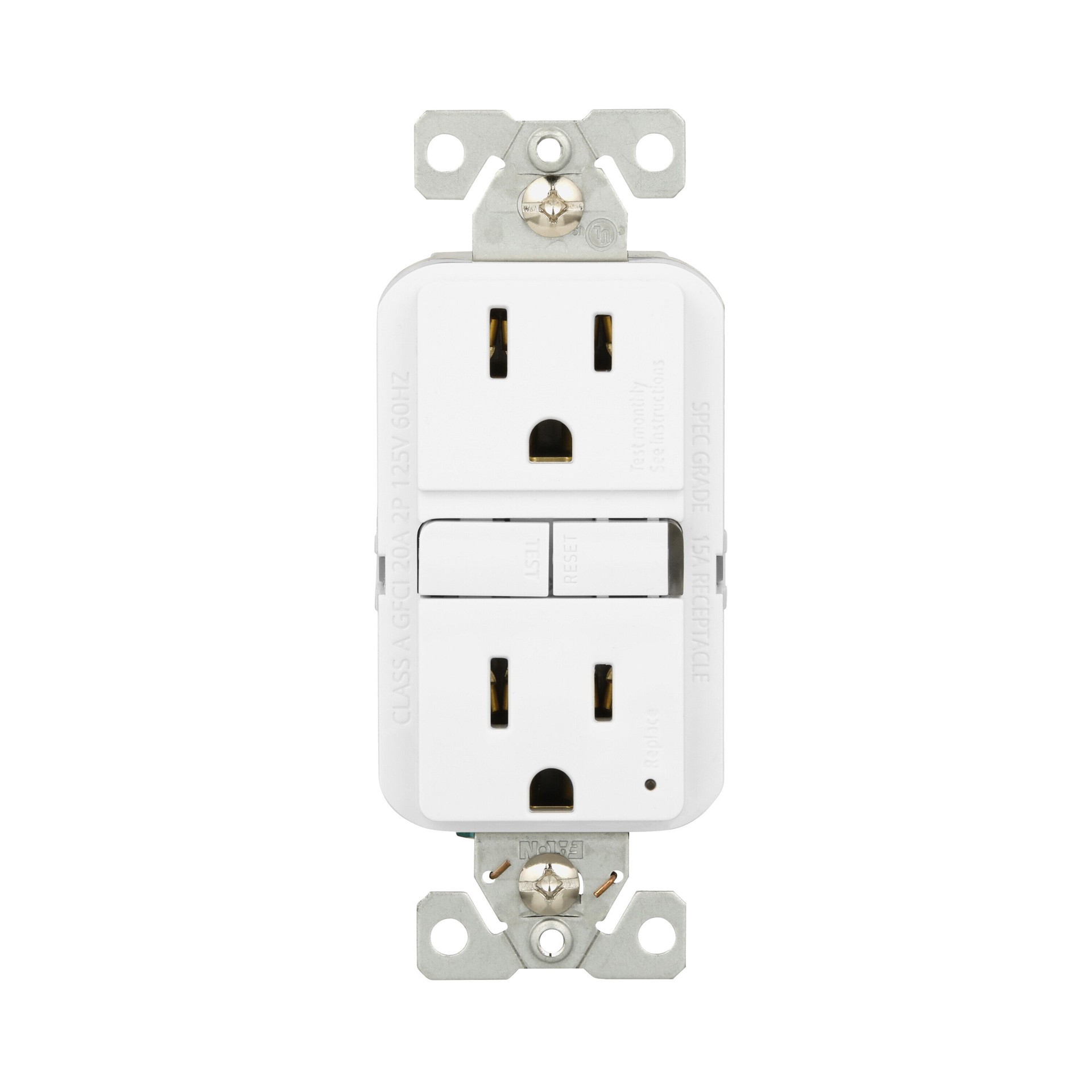 slide 1 of 6, Eaton 15 -Amp 125-volt GFCI Residential Decorator Outlet , White 3 -Pack, 1 ct