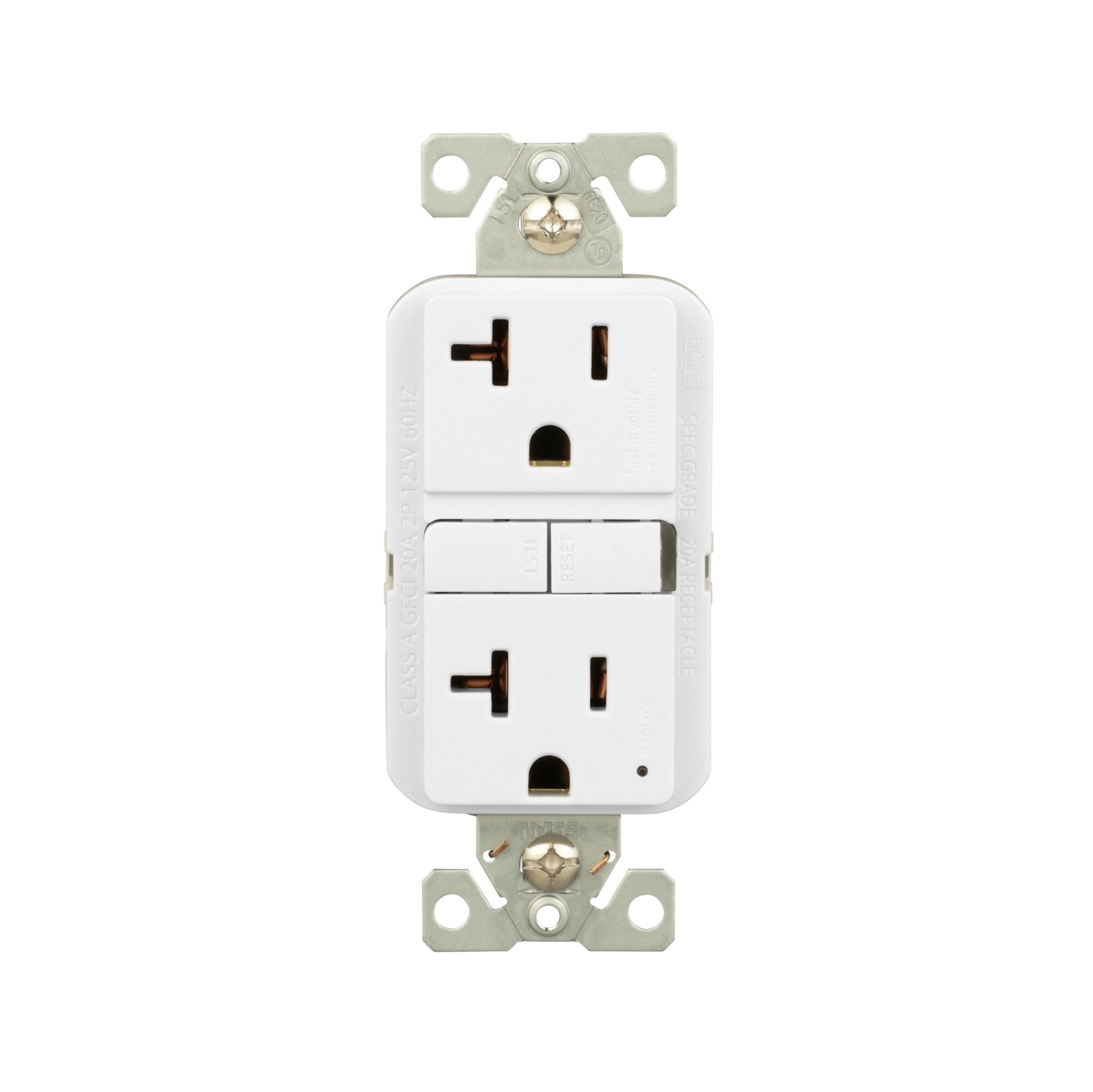 slide 1 of 6, Eaton 20 -Amp 125-volt GFCI Residential Decorator Outlet , White 3 -Pack, 1 ct